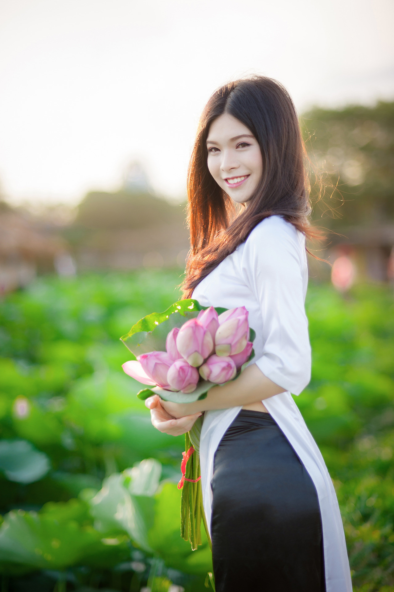 Áo dài trắng áo dài trắng hoài cổ [R4RS9L]