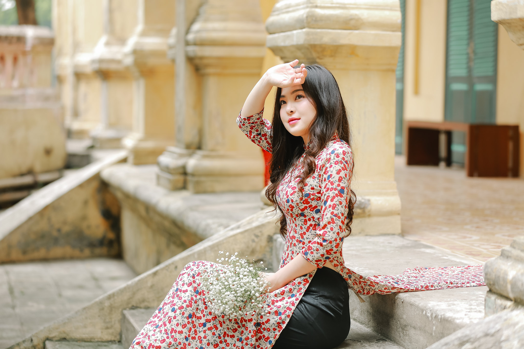 Nổi bật áo dài họa tiết [QQ2ACL]