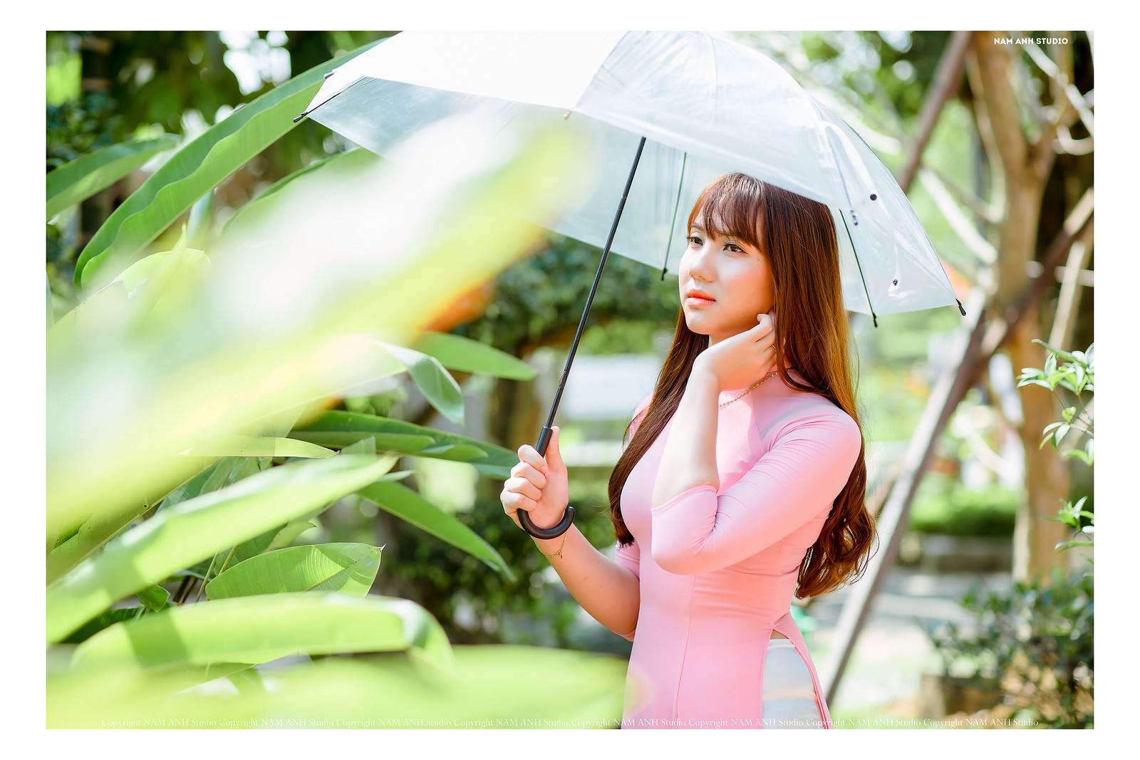Áo dài hồng hoa sen mong manh [PFPI4T]