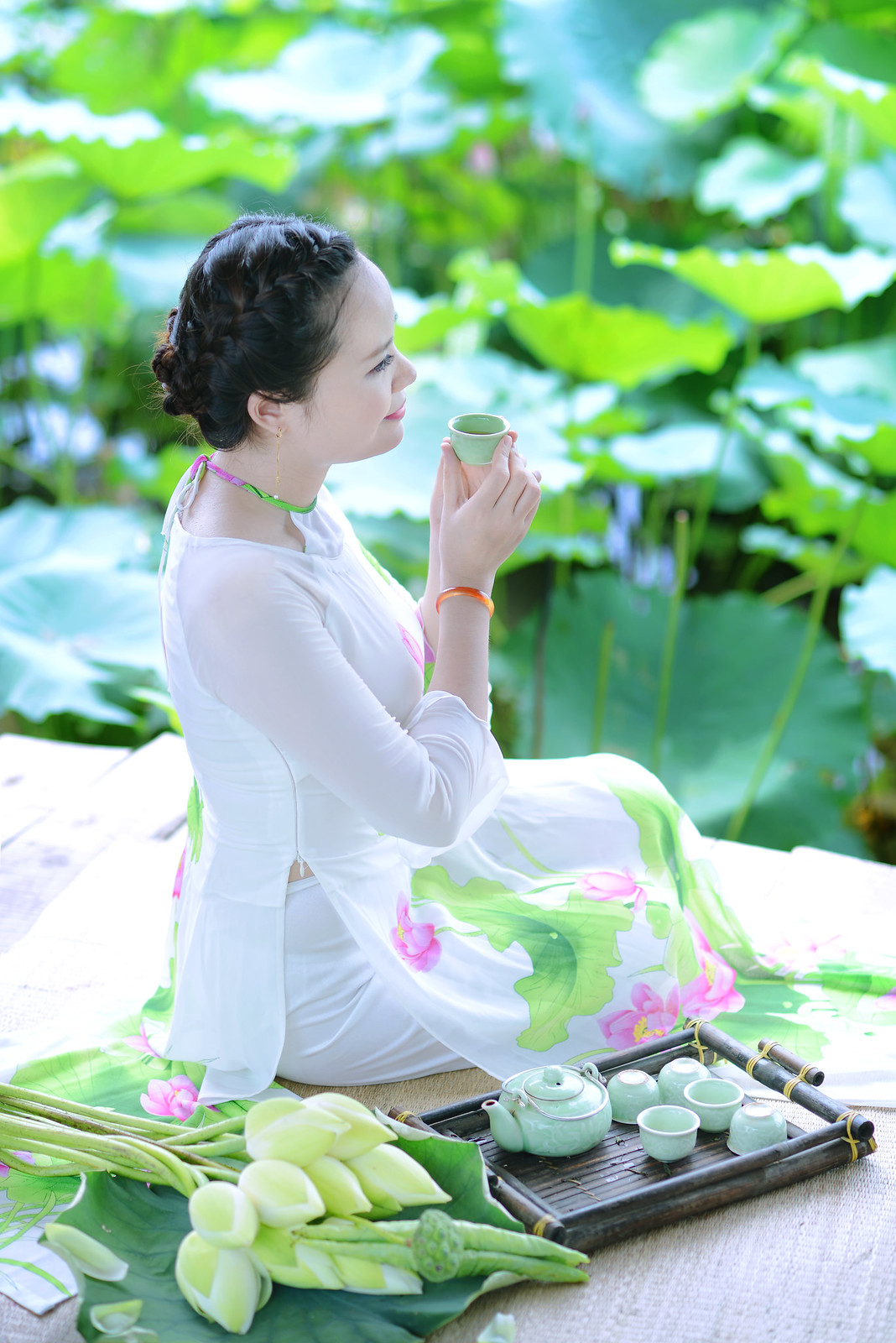 Áo dài trắng áo dài trắng nét Việt [GGWOKI]