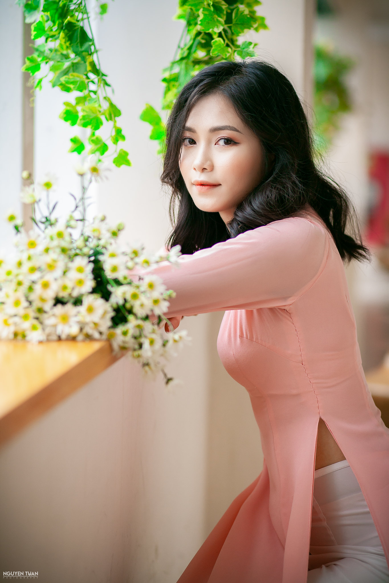Áo dài hồng khoảnh khắc áo dài hồng yêu kiều [LKKXXJ]
