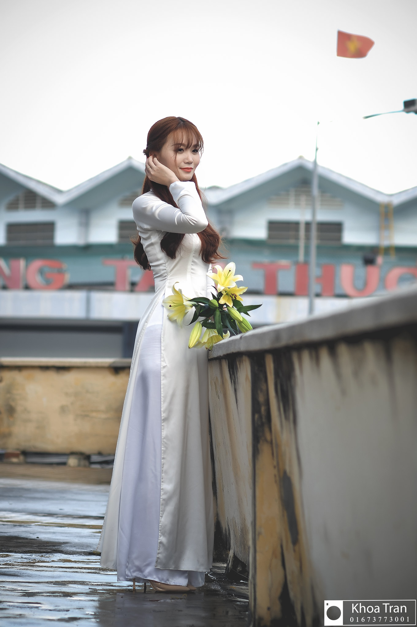 Áo dài trắng hoa tinh khôi [YQMHM0]