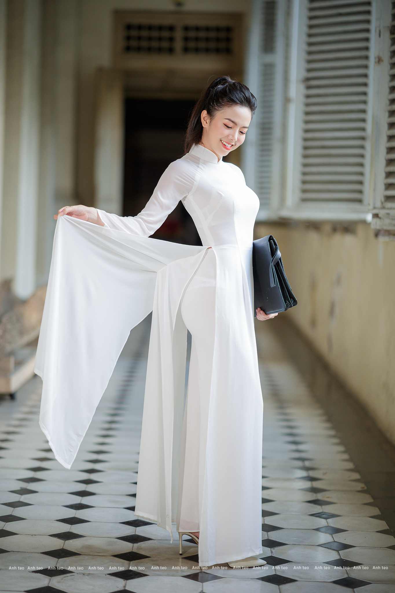 Áo dài trắng áo dài trắng thuần Việt [GYTREB]