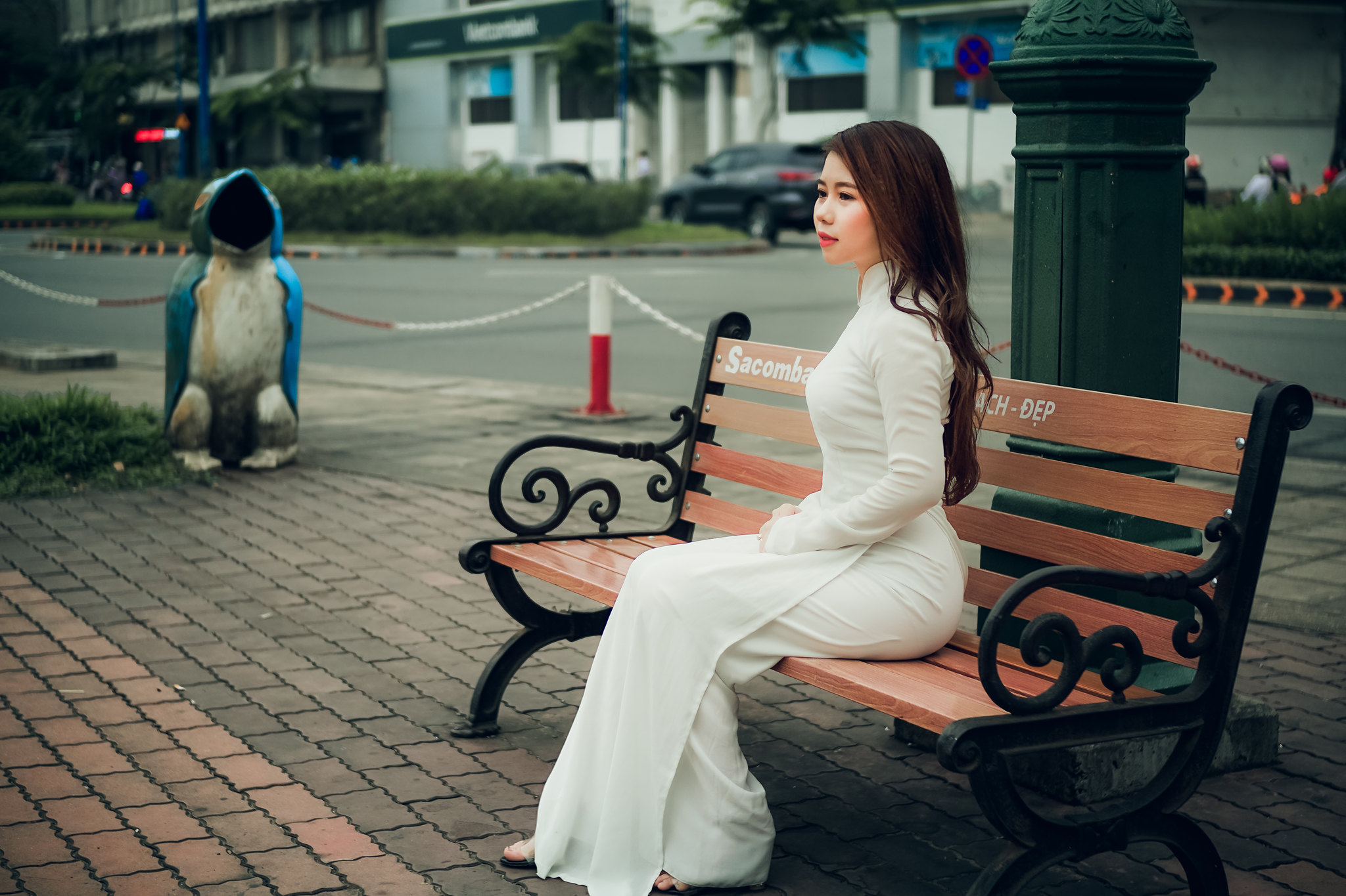Duyên dáng áo dài trắng áo dài trắng [FCABNM]