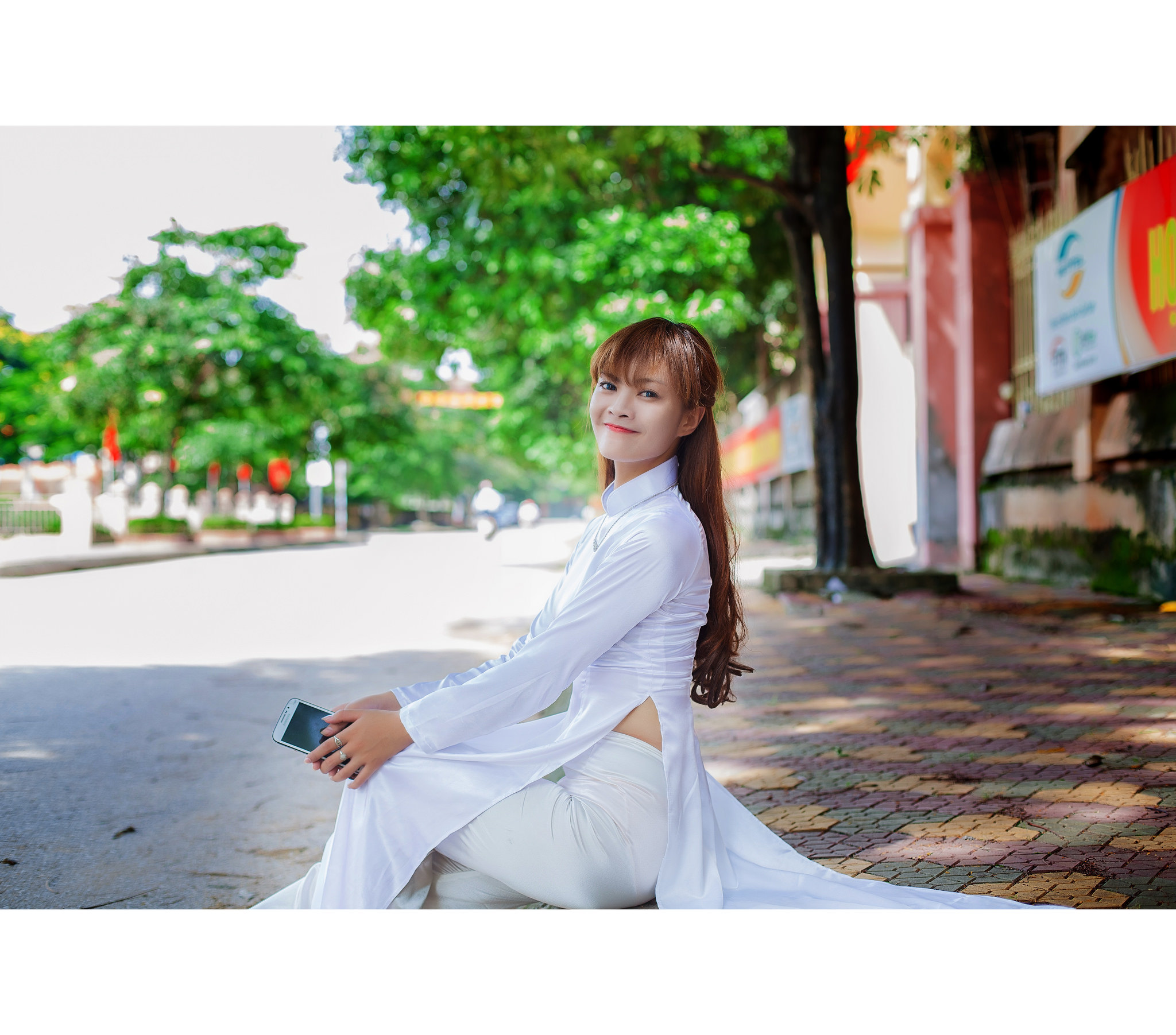 Áo dài trắng ảnh nền nữ sinh thanh xuân [IWGJD9]