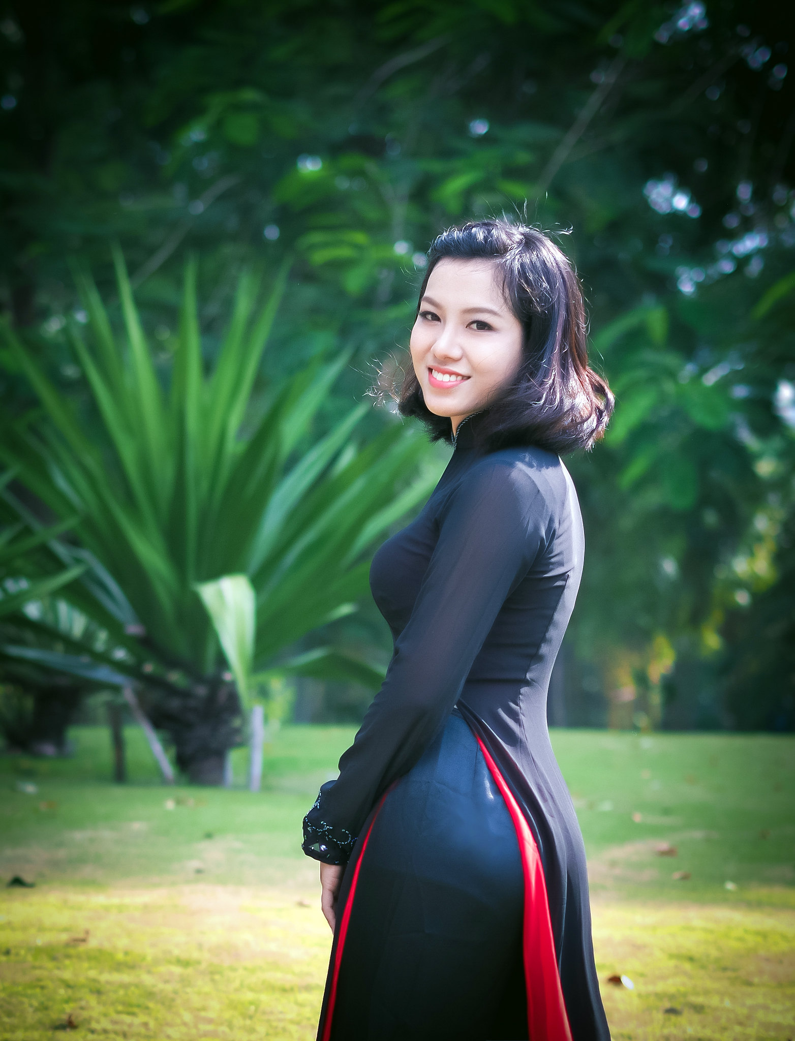Áo dài đen cổ điển áo dài đen [SEL9R6]