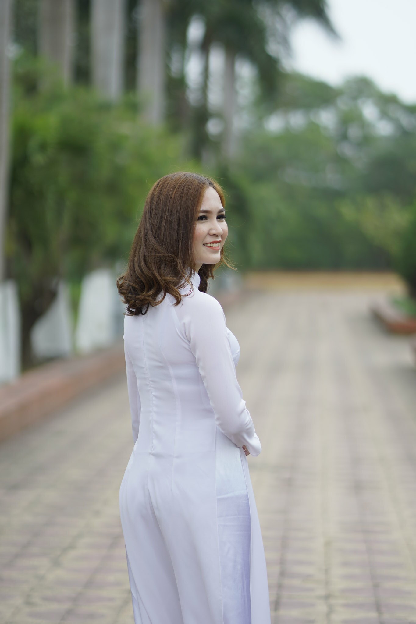Hoài cổ áo dài trắng áo dài trắng [0URKJI]