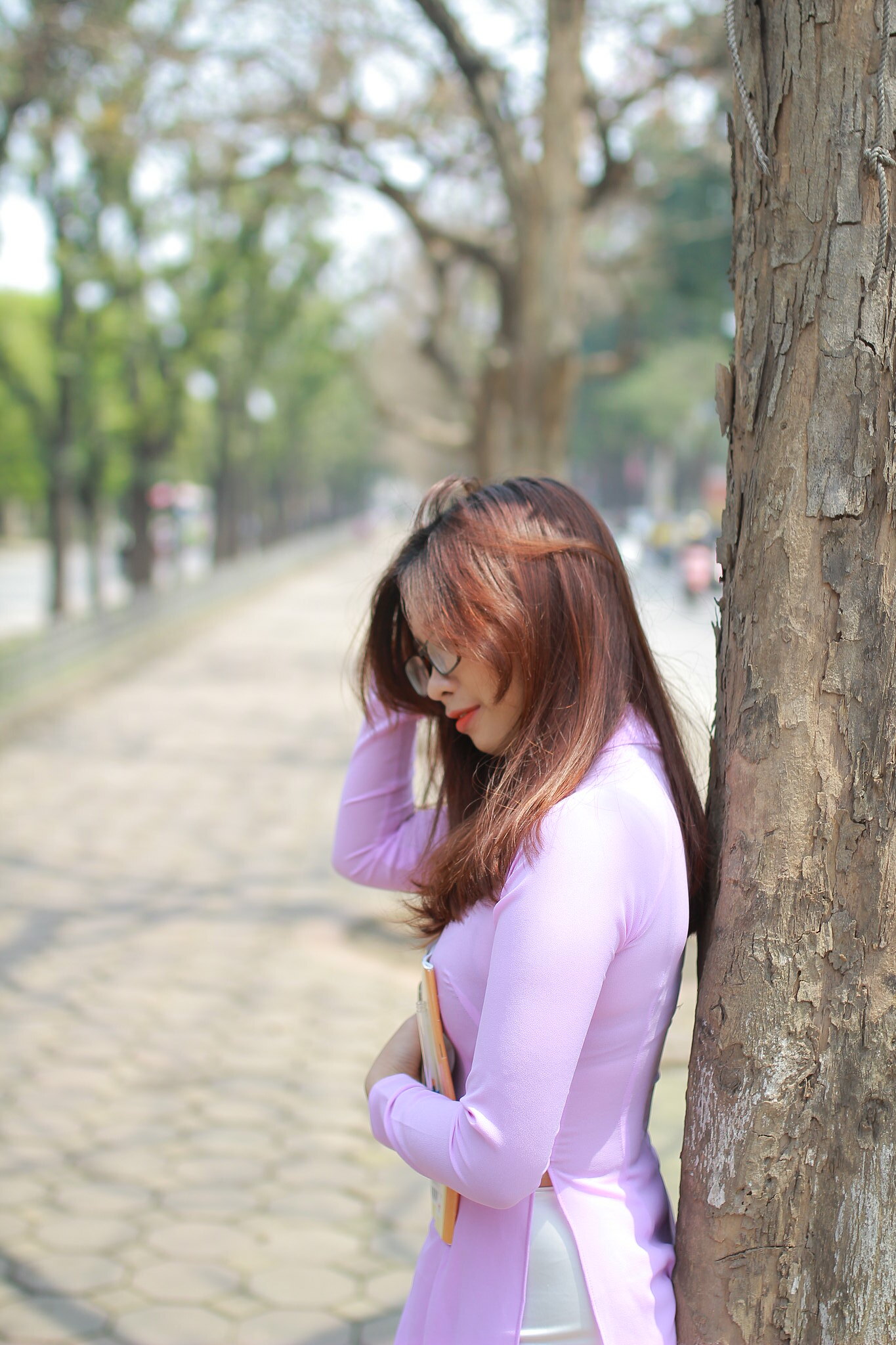 Áo dài hồng thướt tha áo dài hồng [KY3E2T]