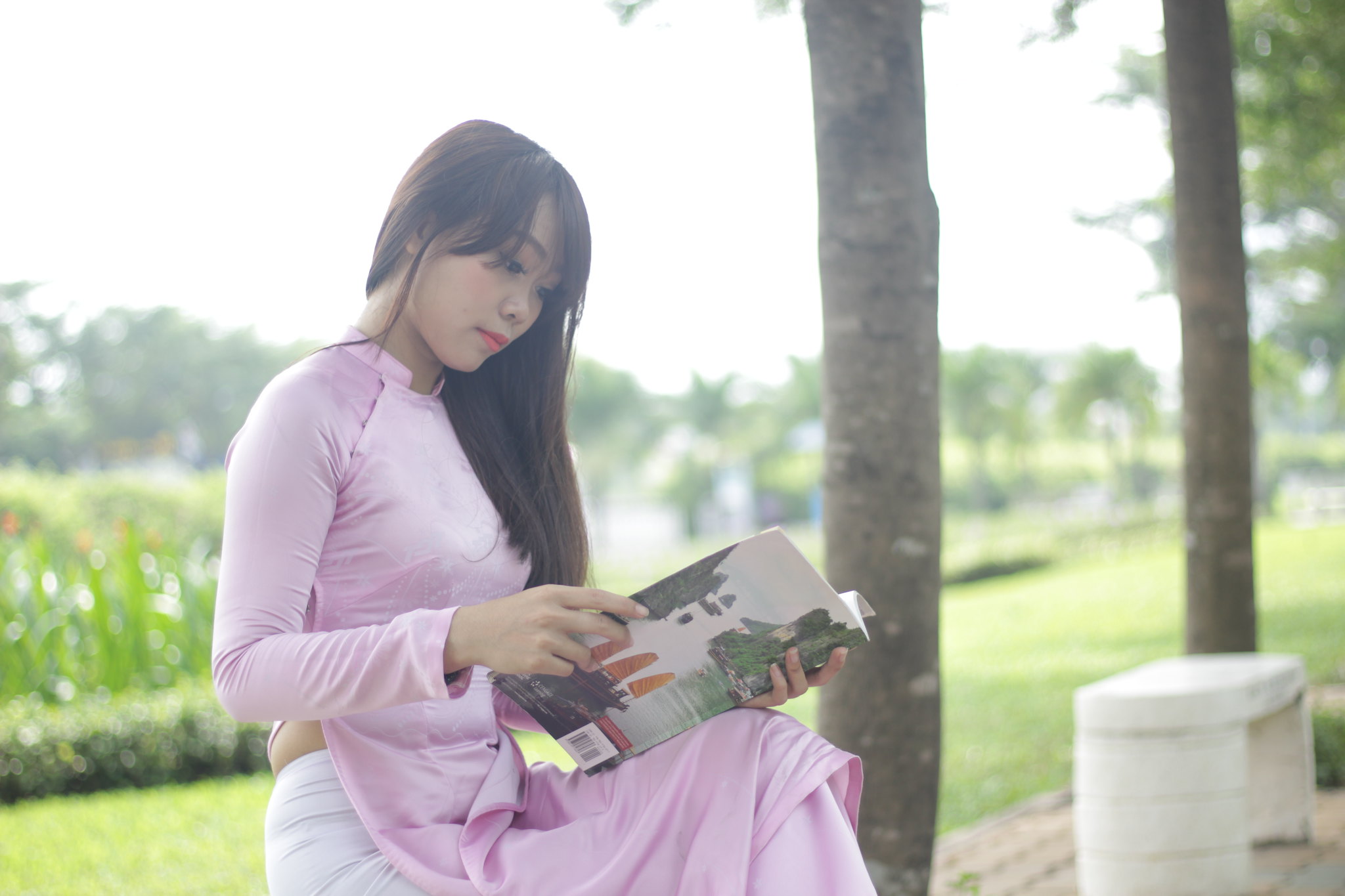 Áo dài hồng vẻ đẹp áo dài hồng hài hòa [V6JHBA]