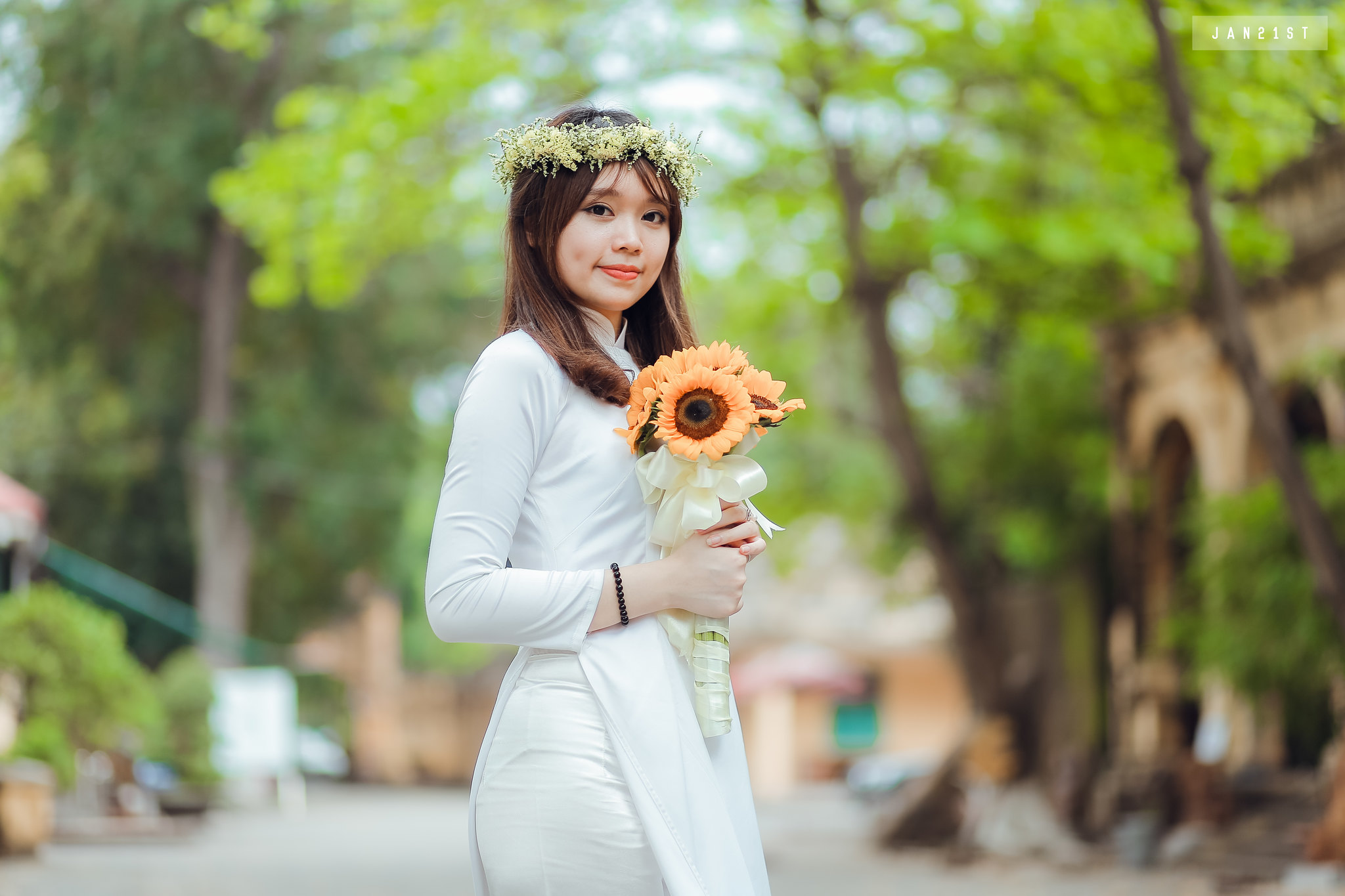 Vẻ đẹp áo dài áo dài trắng thướt tha nữ sinh [IGFUGE]