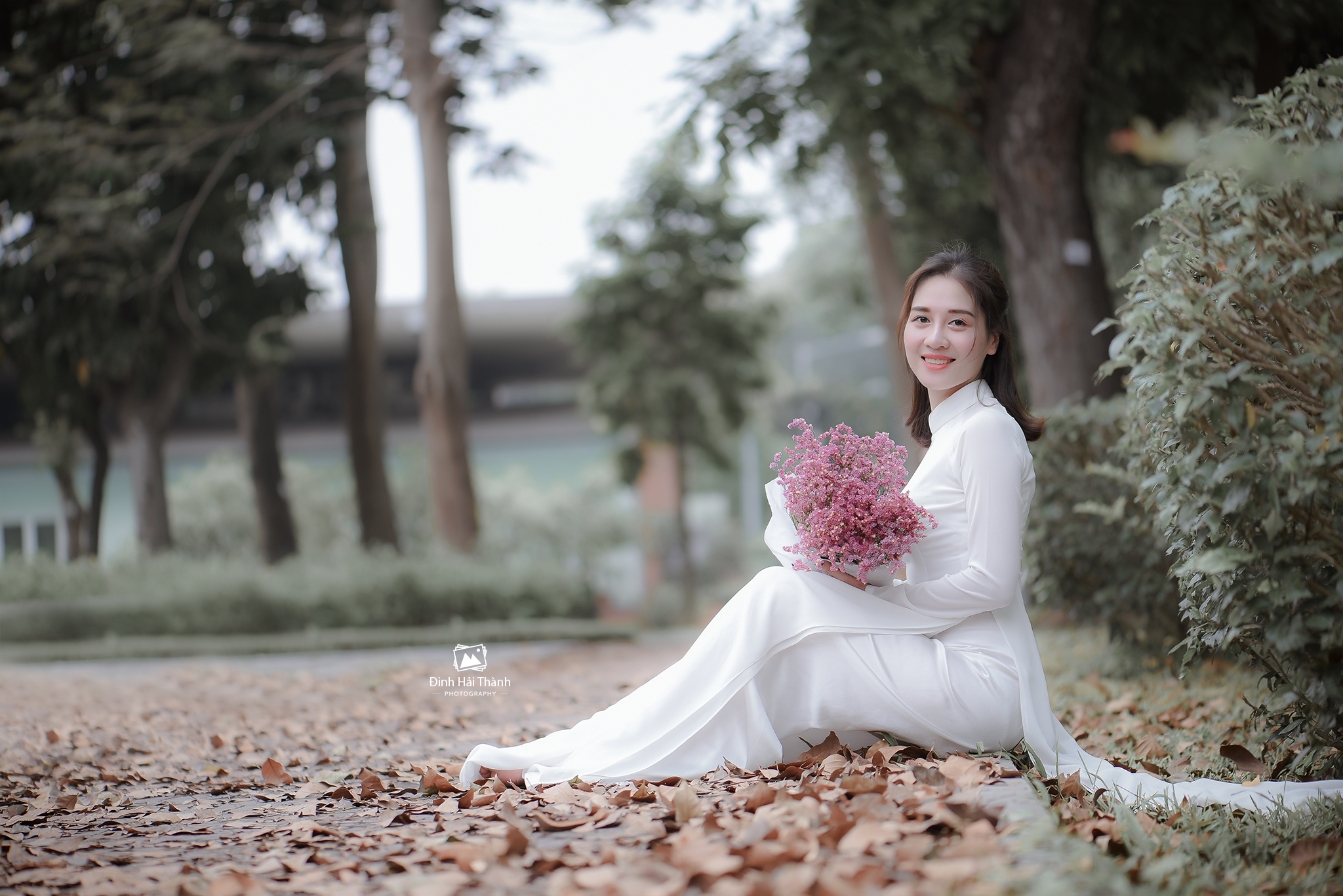 Áo dài trắng hoa tinh tế [7DJKT1]