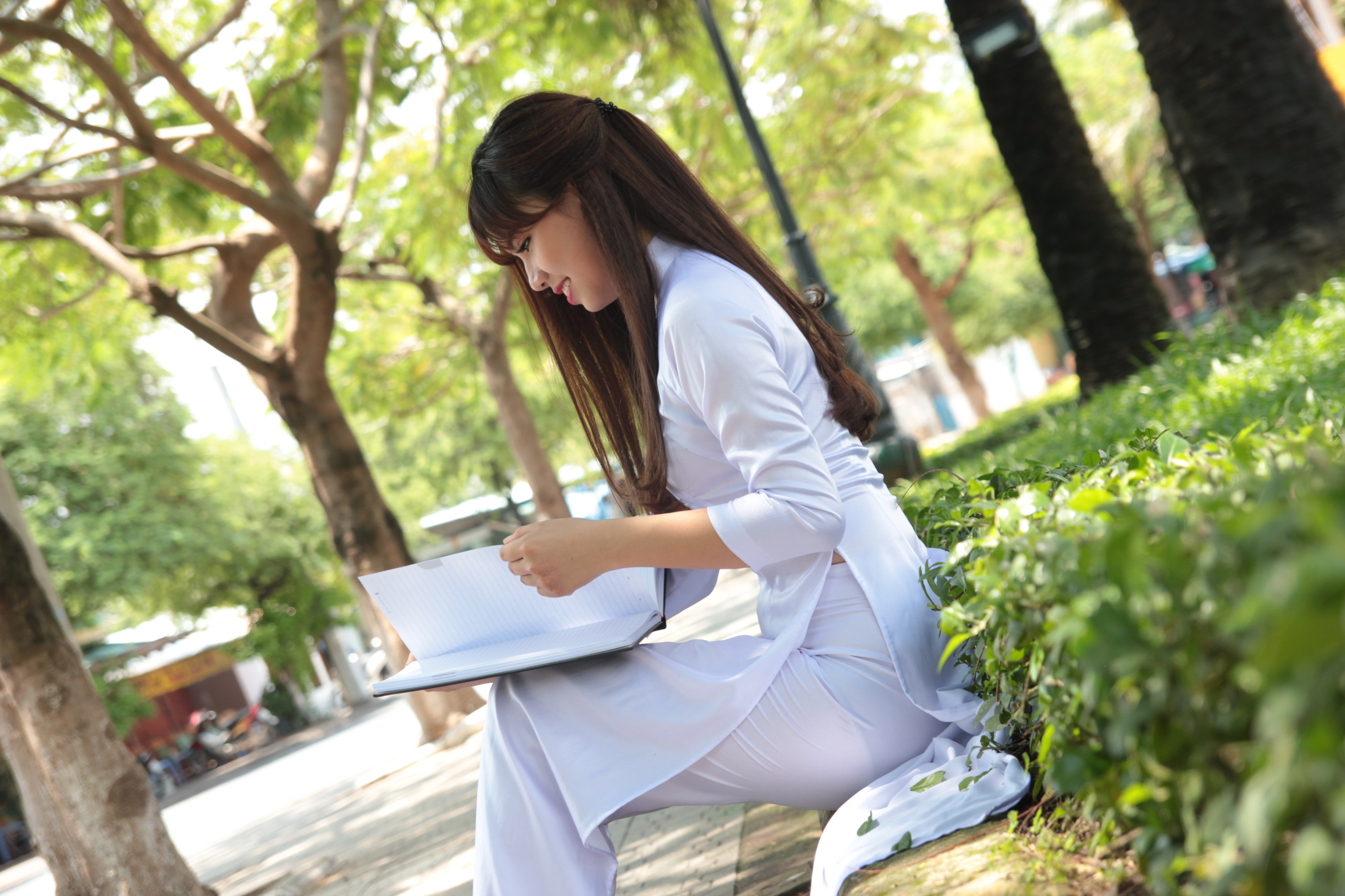 Áo dài trắng nét đẹp áo dài nữ sinh cổ điển [XXWIGU]