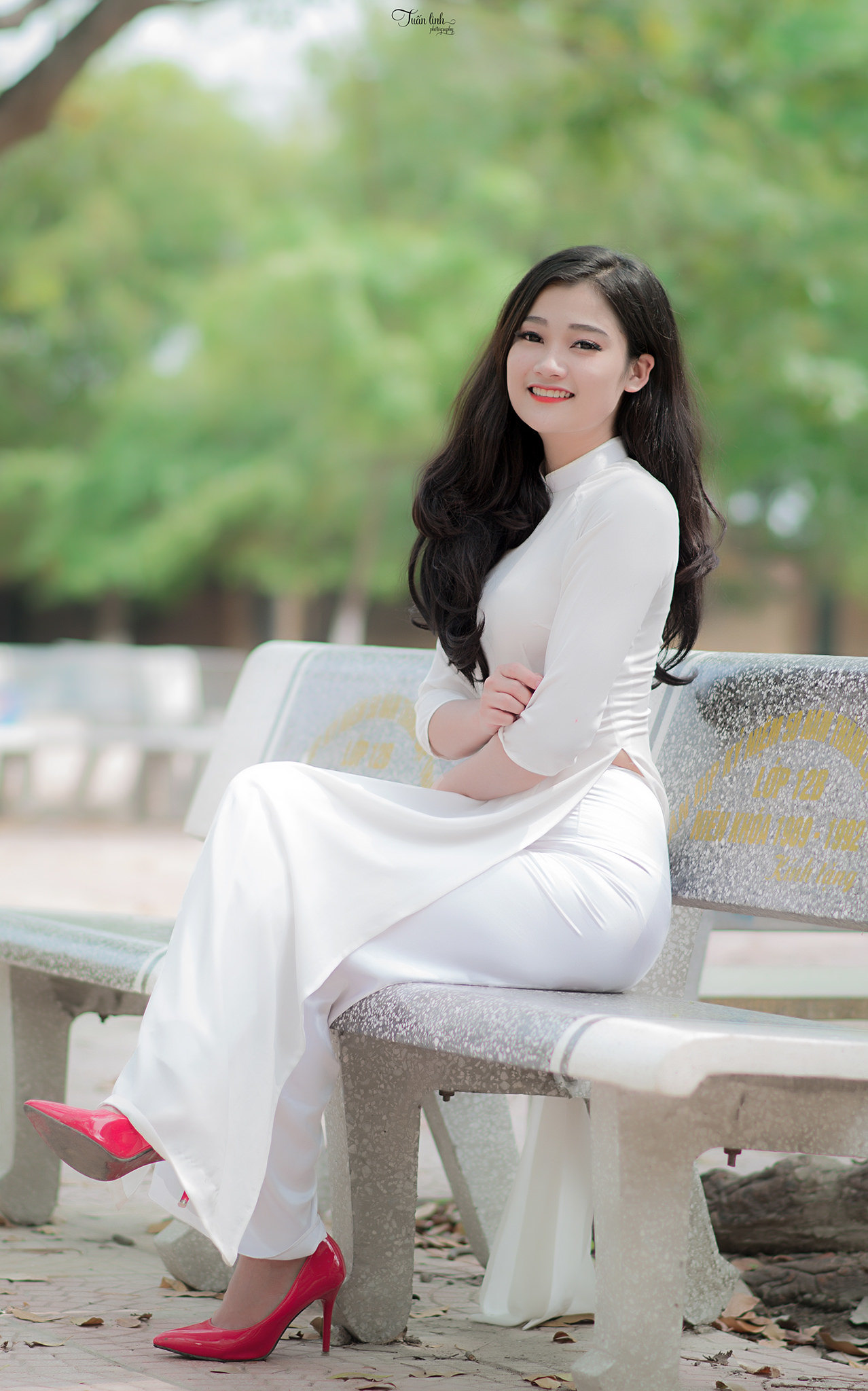 Áo dài trắng hiện đại áo dài trắng [XZV1V2]