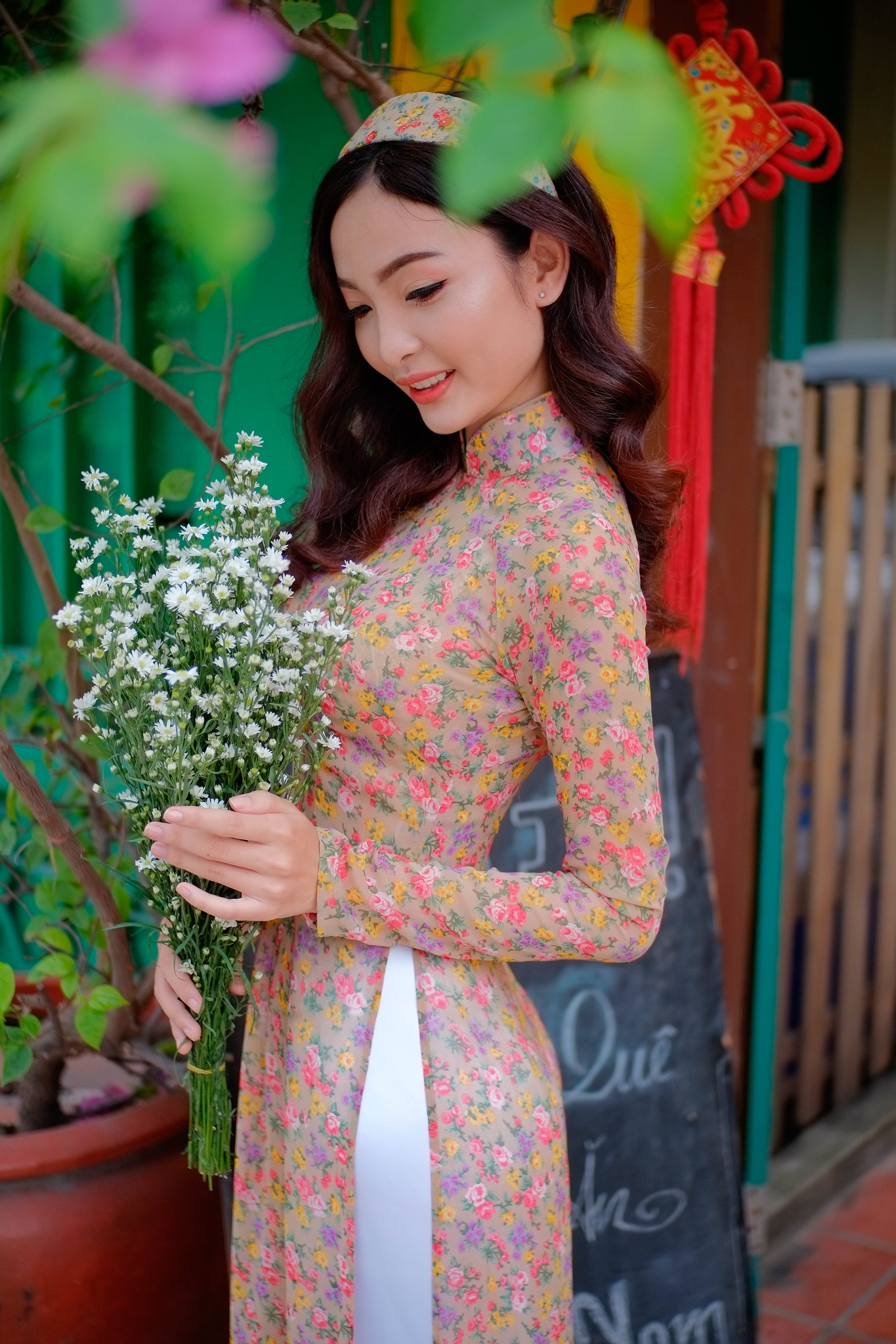 Áo dài họa tiết e ấp [BHKO5Y]