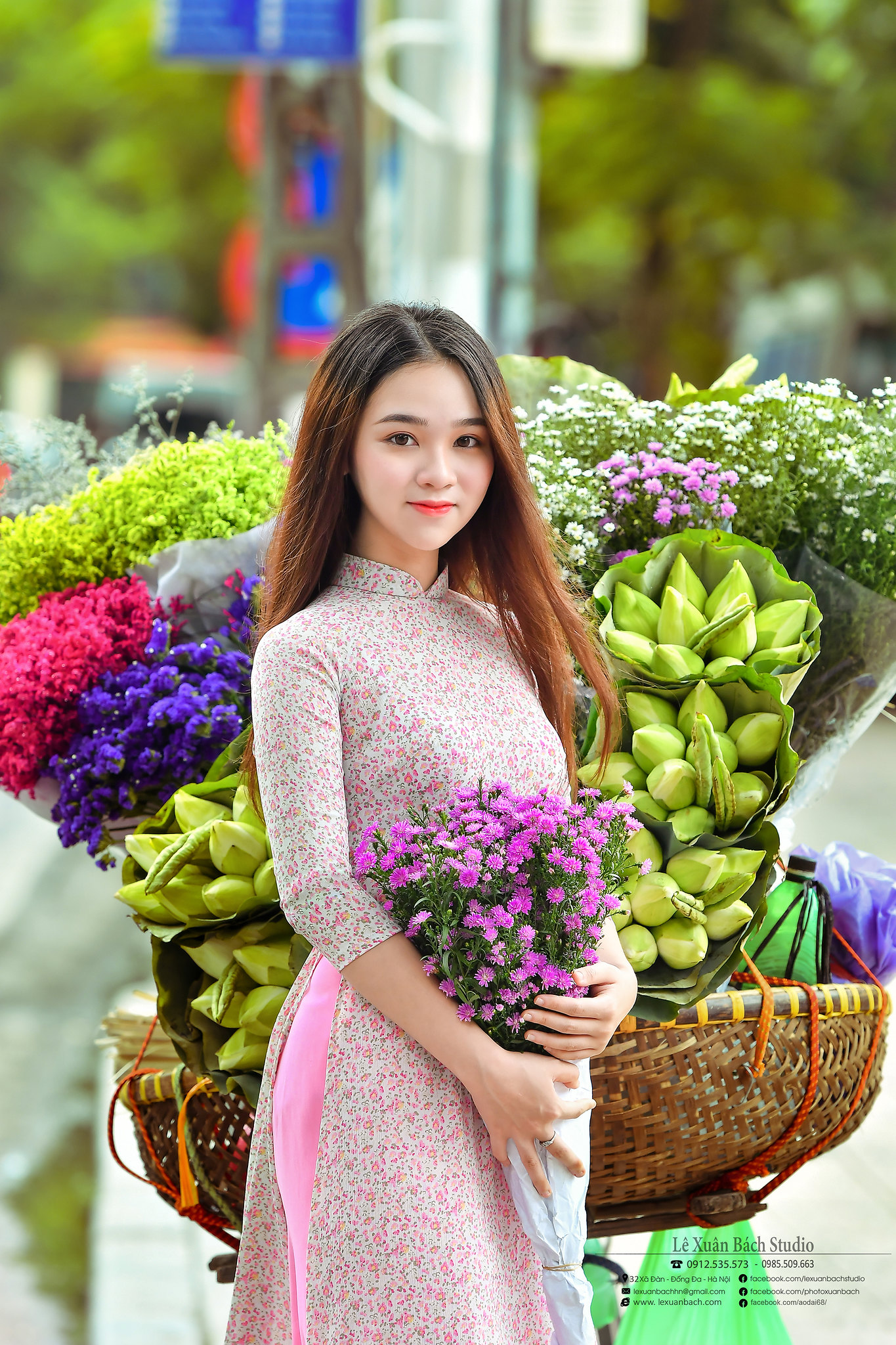 Thiếu nữ áo dài họa tiết nét Việt hoa [GE3LCG]
