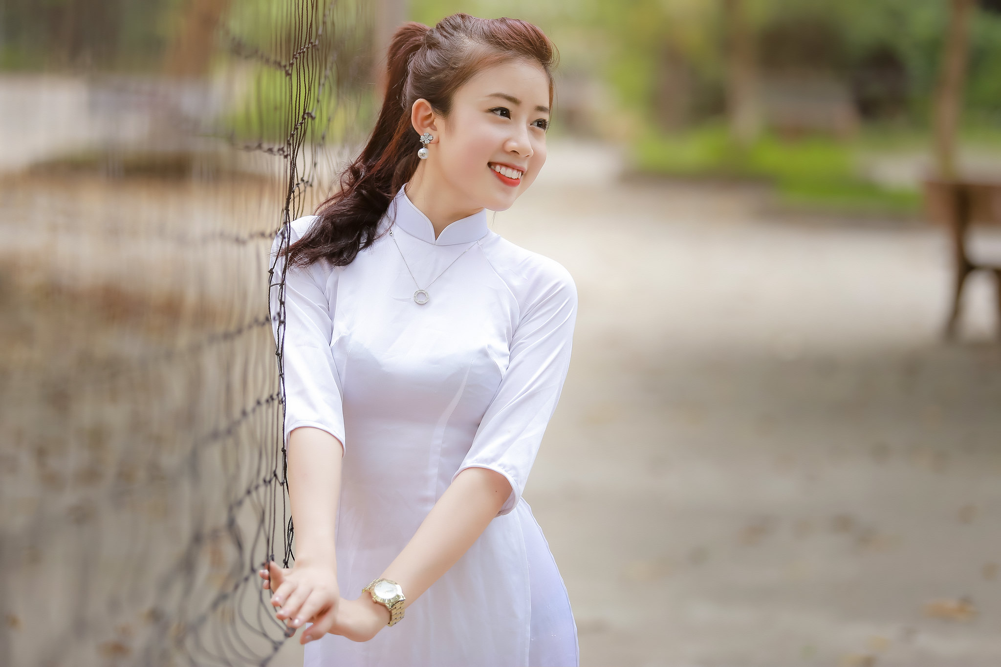 Áo dài trắng nổi bật tinh khôi [TYQAAI]