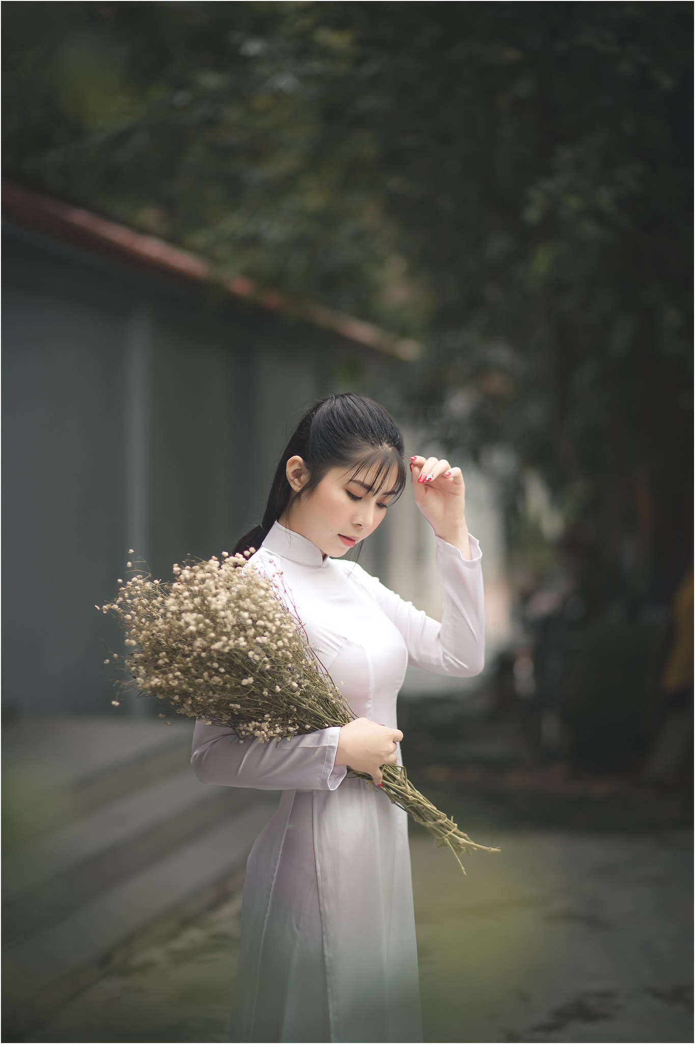 Áo dài trắng tuyển chọn hoa [9XWTGC]