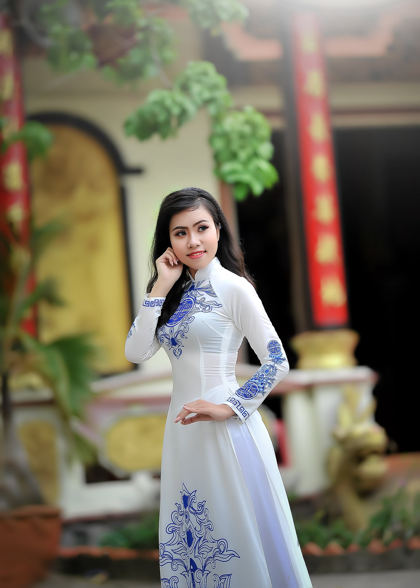 Truyền thống áo dài họa tiết hiện đại áo dài họa tiết [SRMF8G]