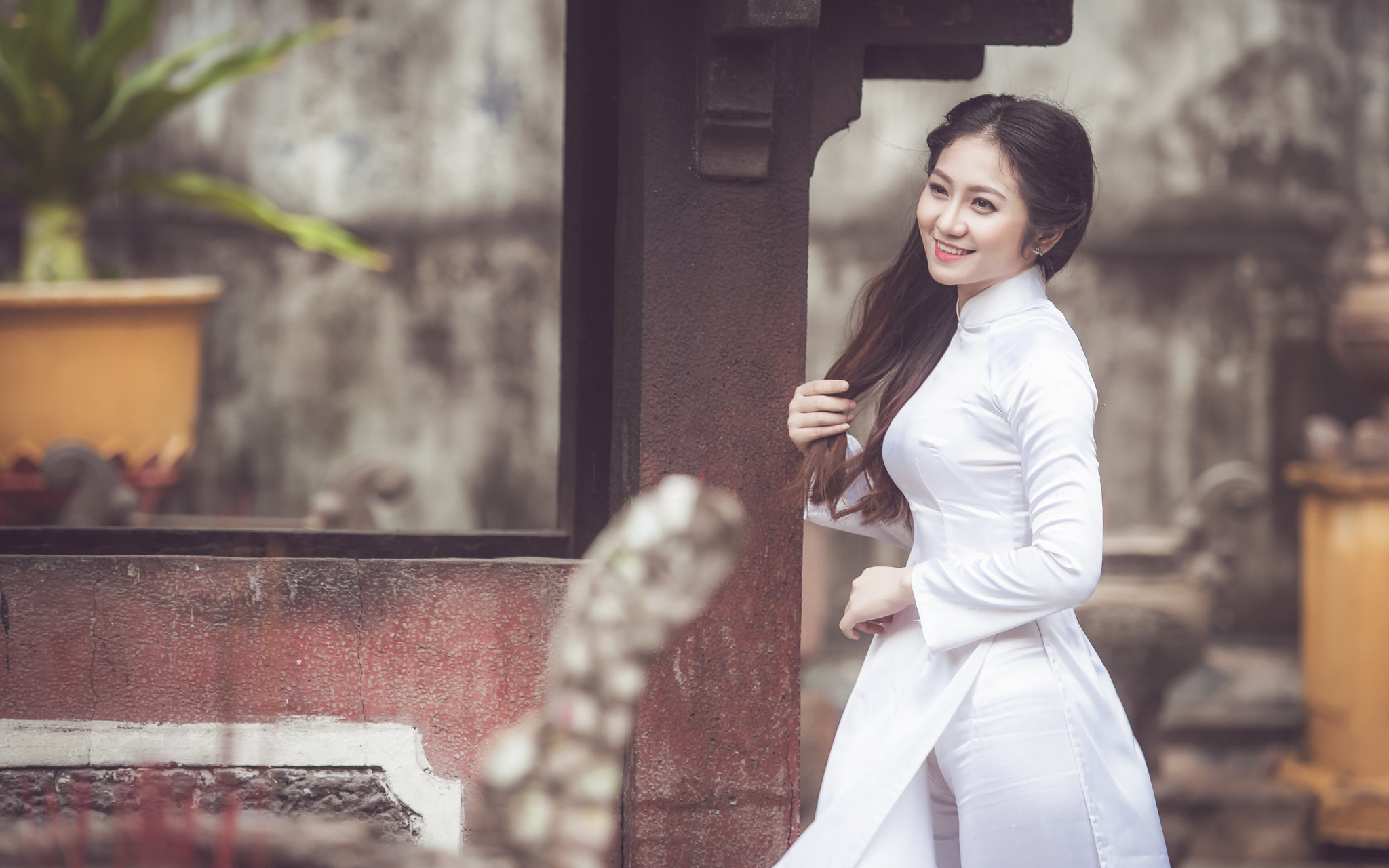 Áo dài trắng rửa mắt với ảnh thướt tha thướt tha [BRIKDK]