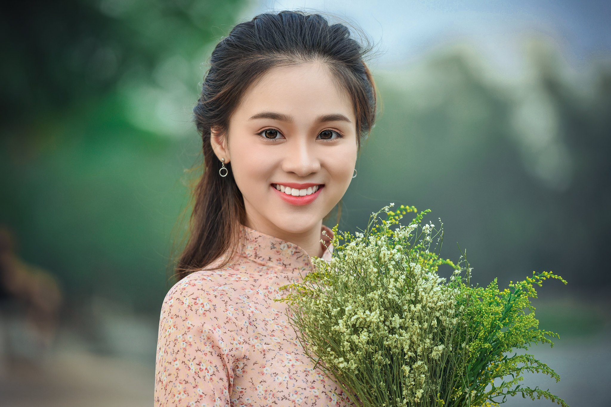 Quý phái áo dài họa tiết hoa [GF2YLT]