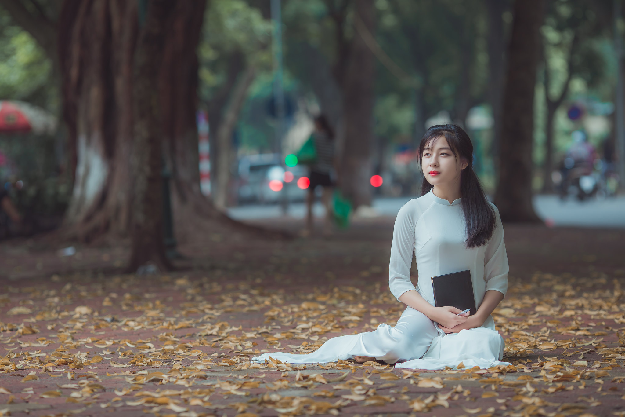 Áo dài trắng áo dài trắng nhẹ nhàng [D3H4RJ]