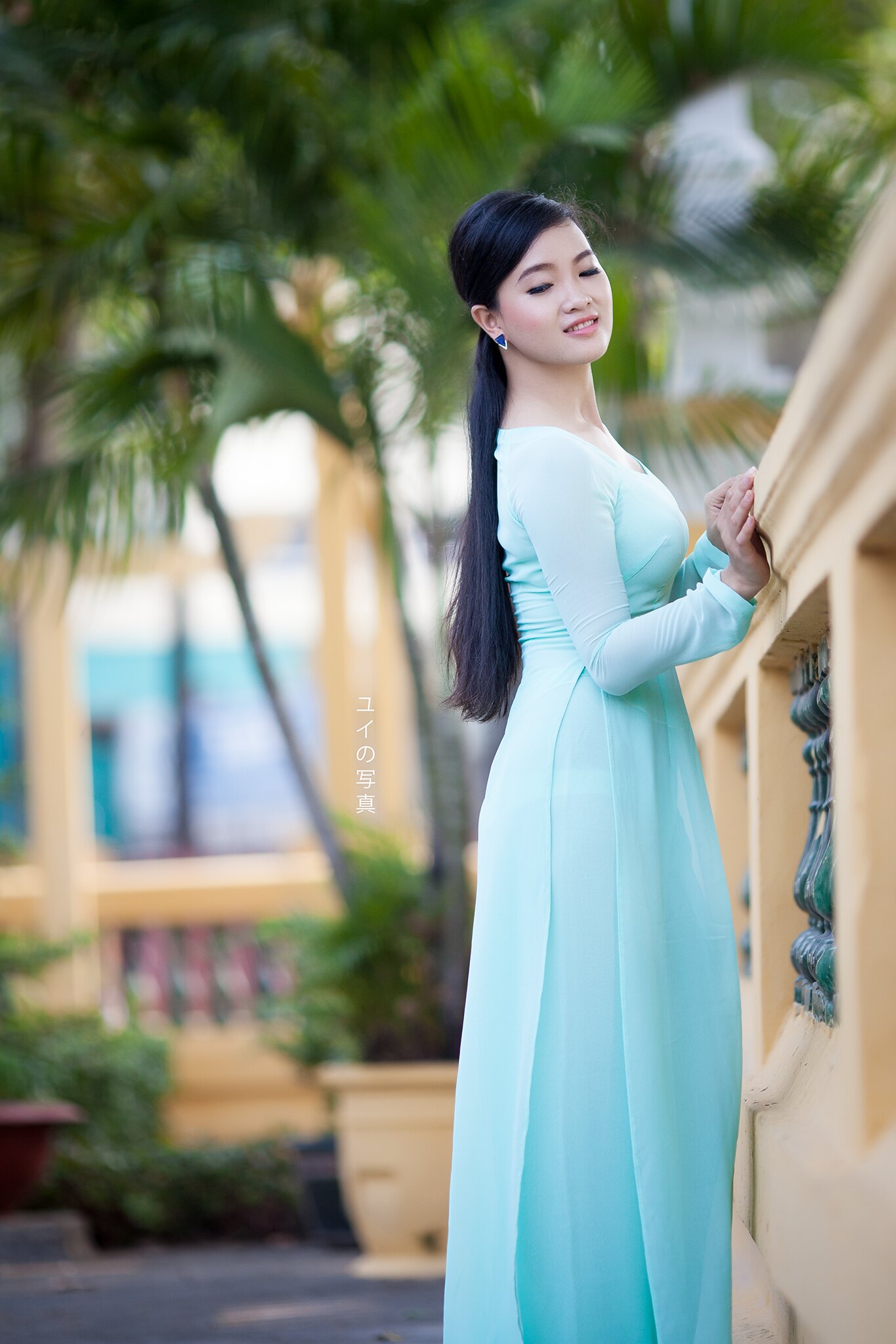 Áo dài xanh e ấp [UE2BDN]