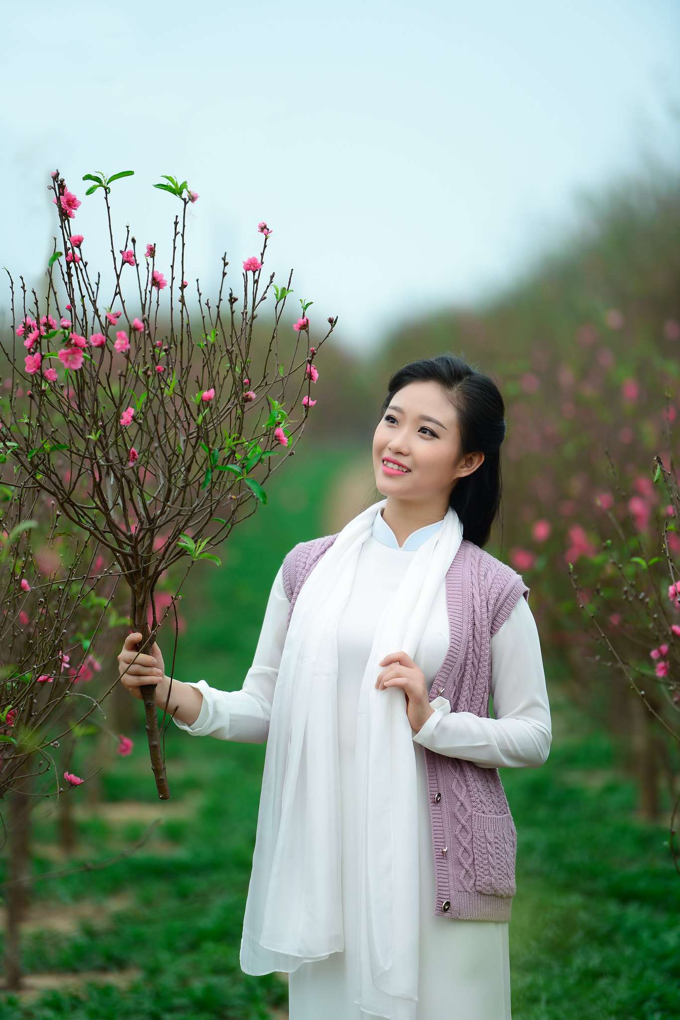 Thanh tao áo dài trắng áo dài trắng [TZQW2U]