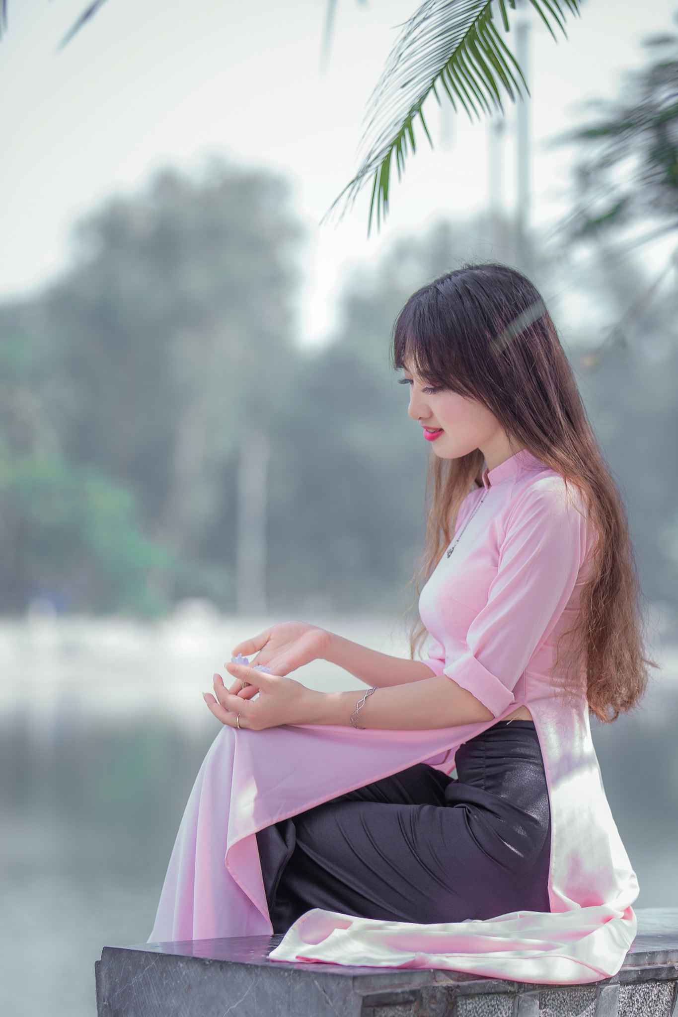 Áo dài hồng áo dài hồng hoài cổ [2OXCUV]