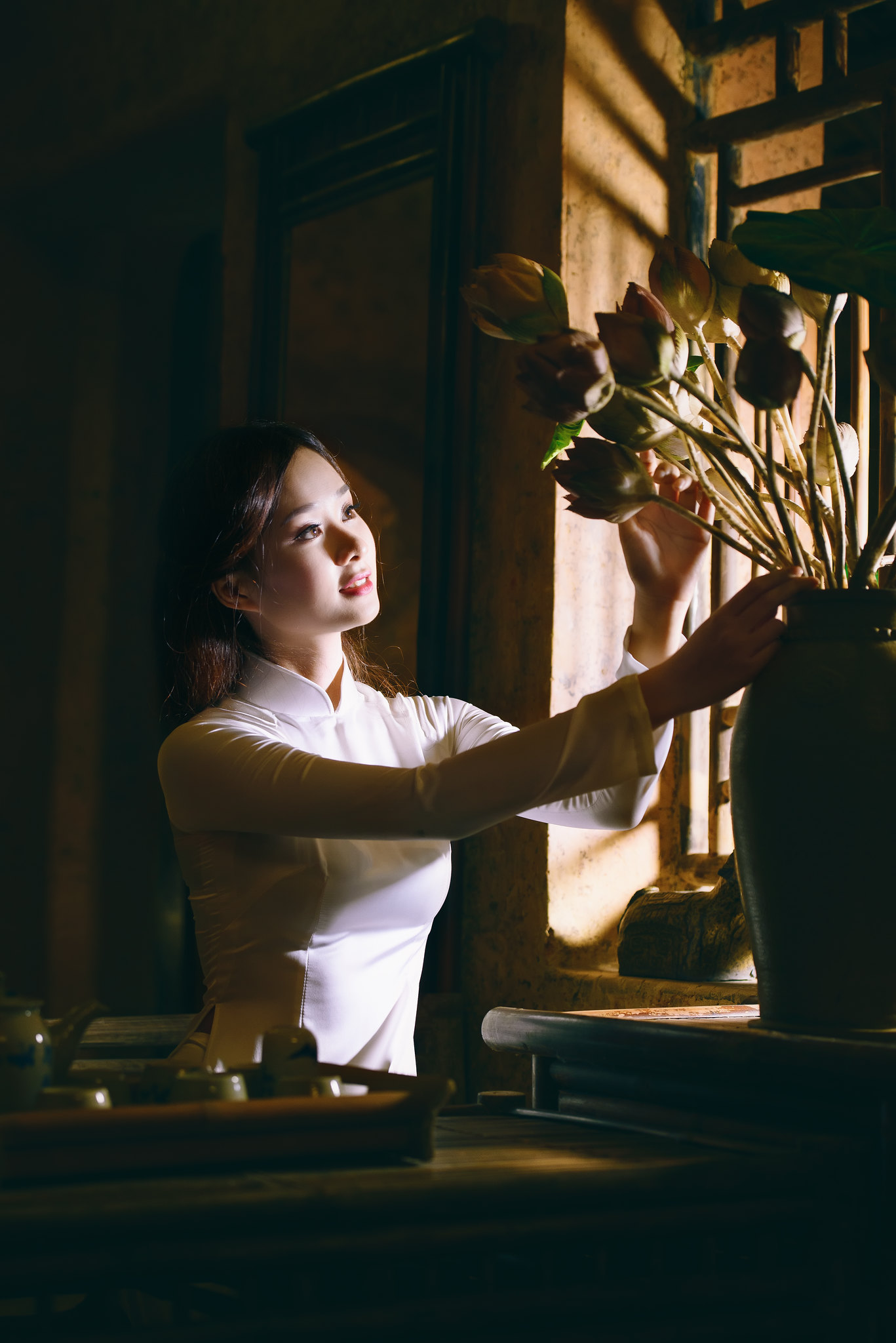 Mong manh áo dài trắng áo dài trắng [YJD6NP]
