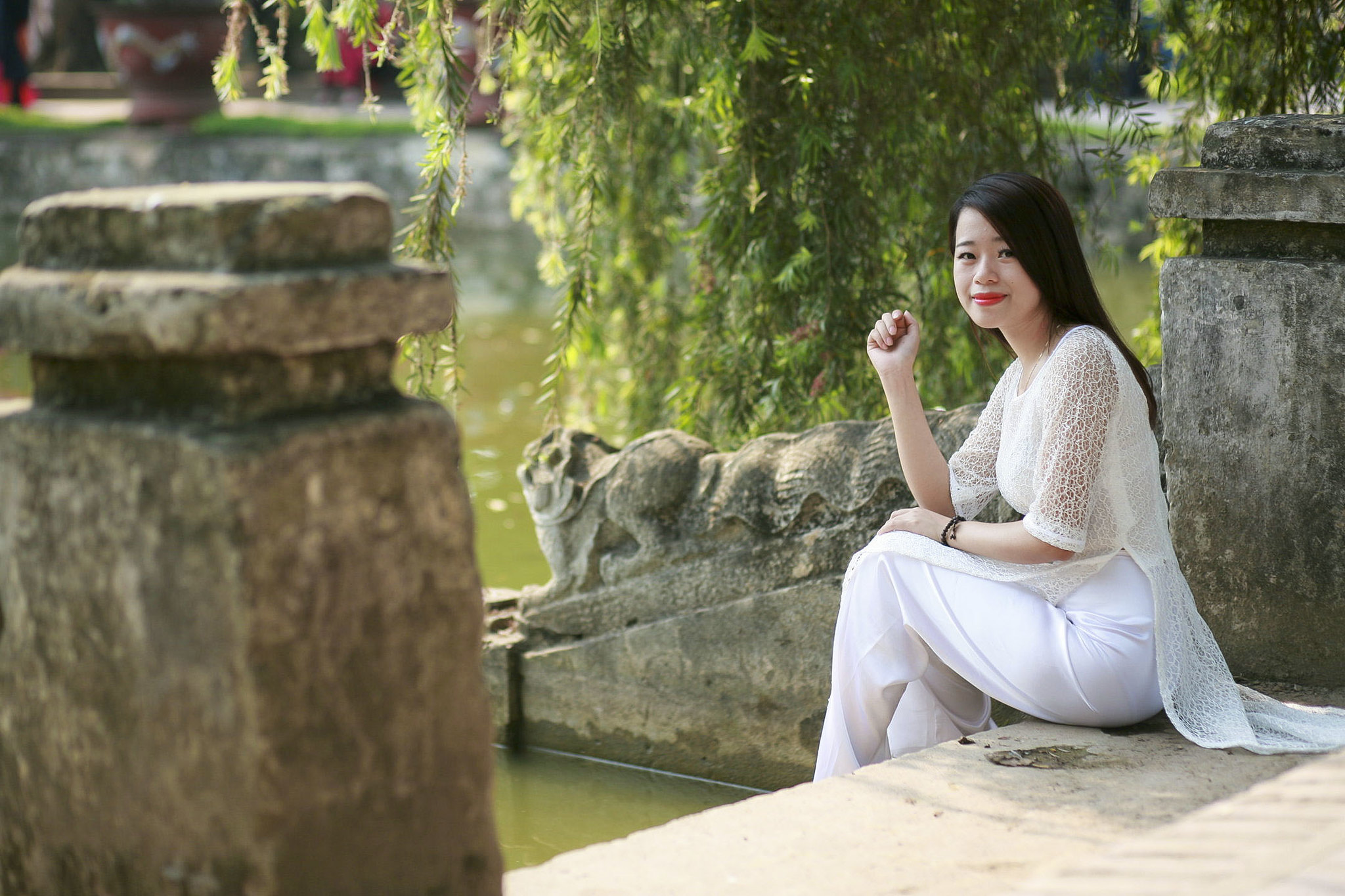 Áo dài trắng áo dài trắng sang trọng [IT367D]