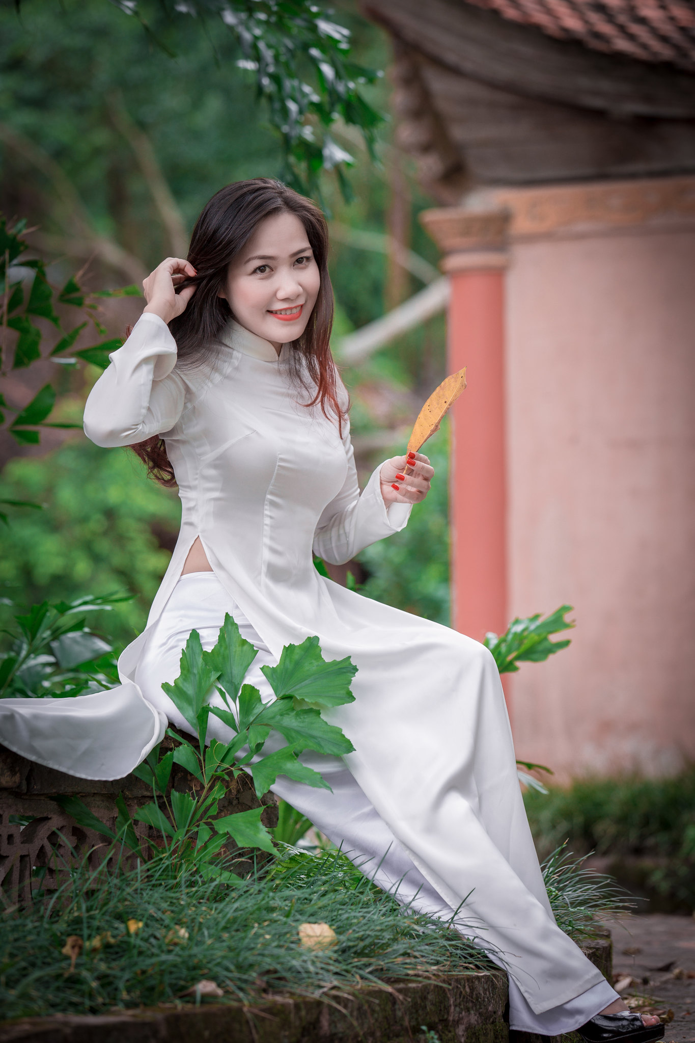 Ảnh áo dài trắng e ấp áo dài trắng [VAAOVY]