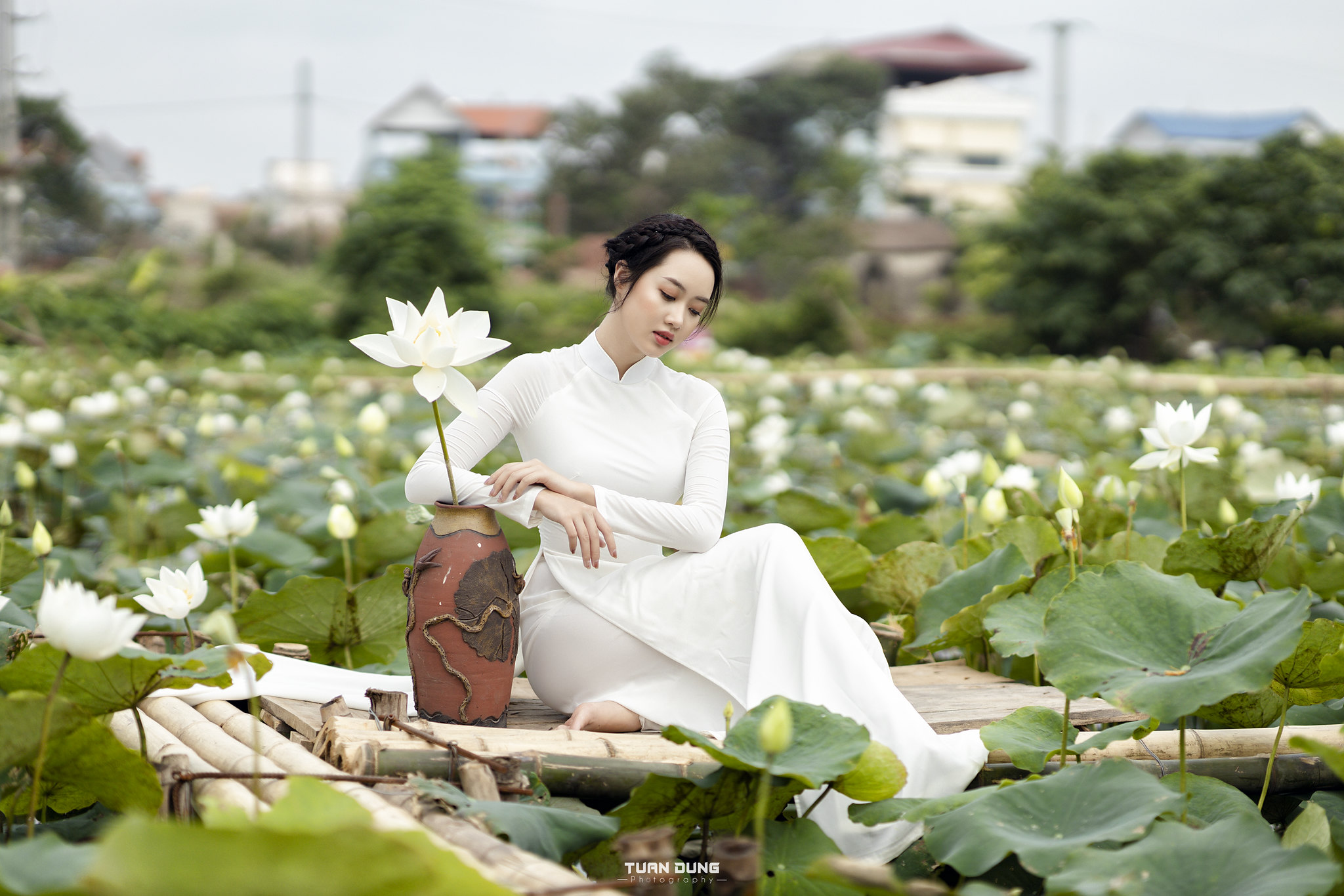 Áo dài trắng nét Việt [V34UNN]