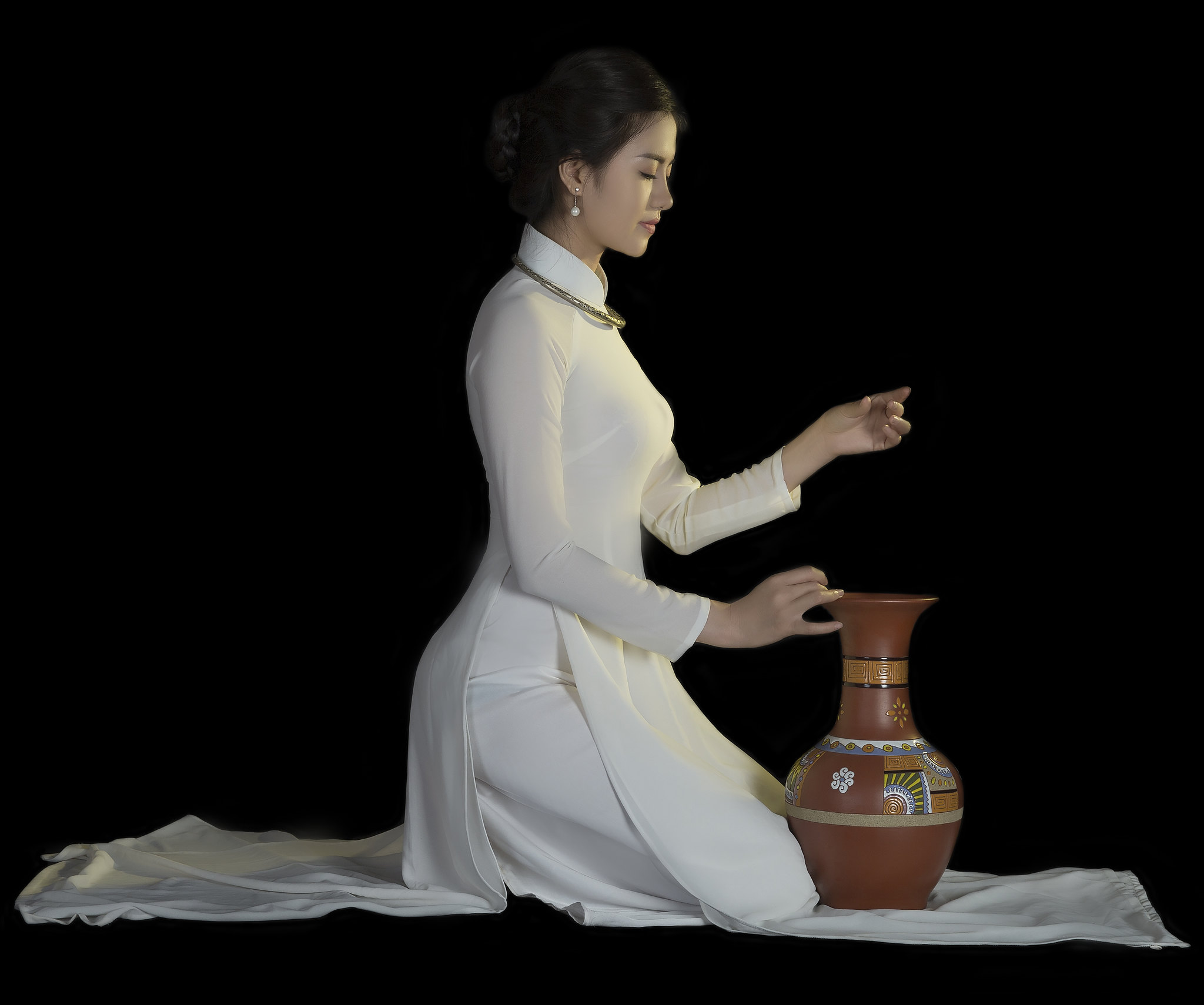 Cổ điển áo dài trắng cổ kính [ZZZ1MK]