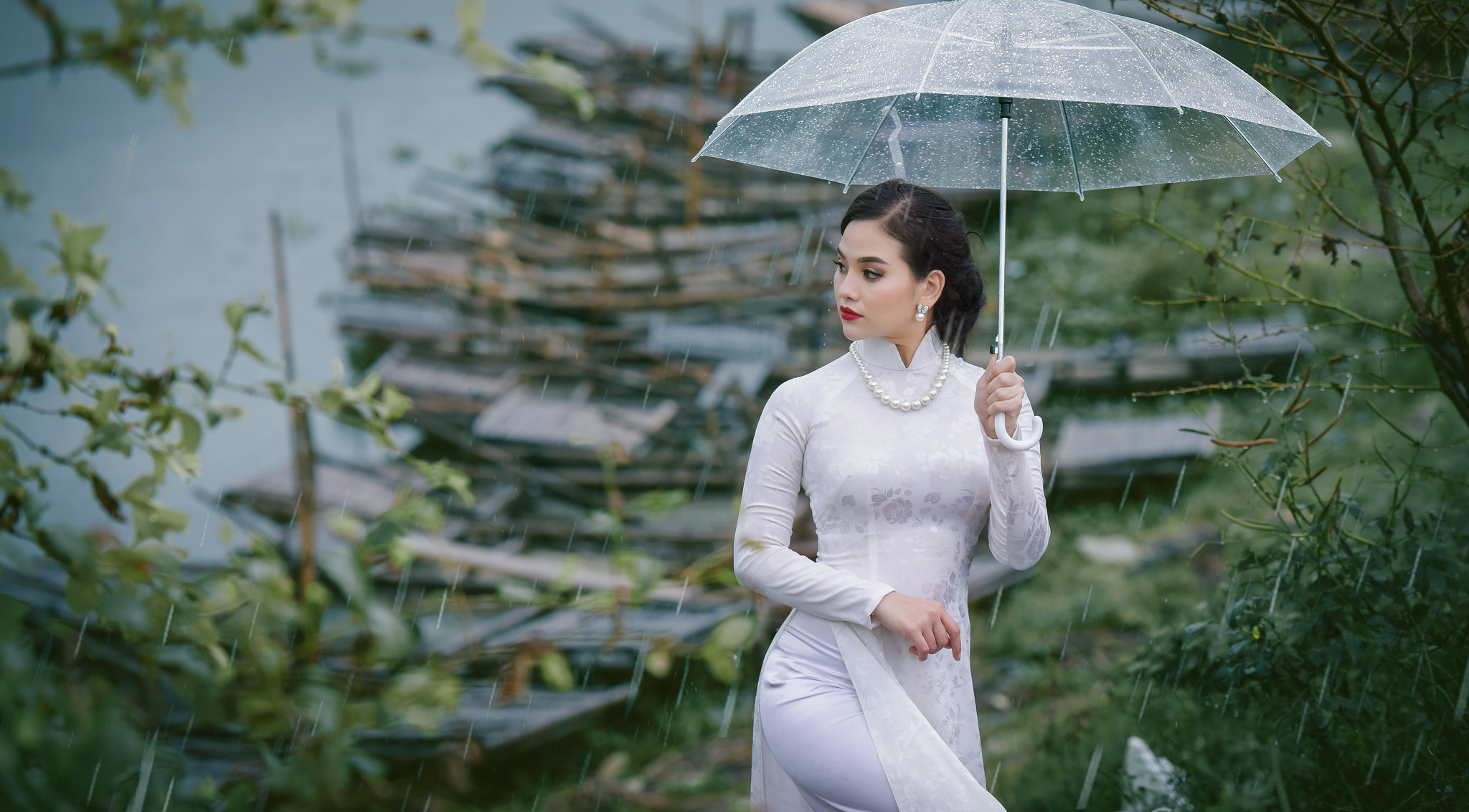 Áo dài trắng áo dài trắng truyền thống [VWANK6]