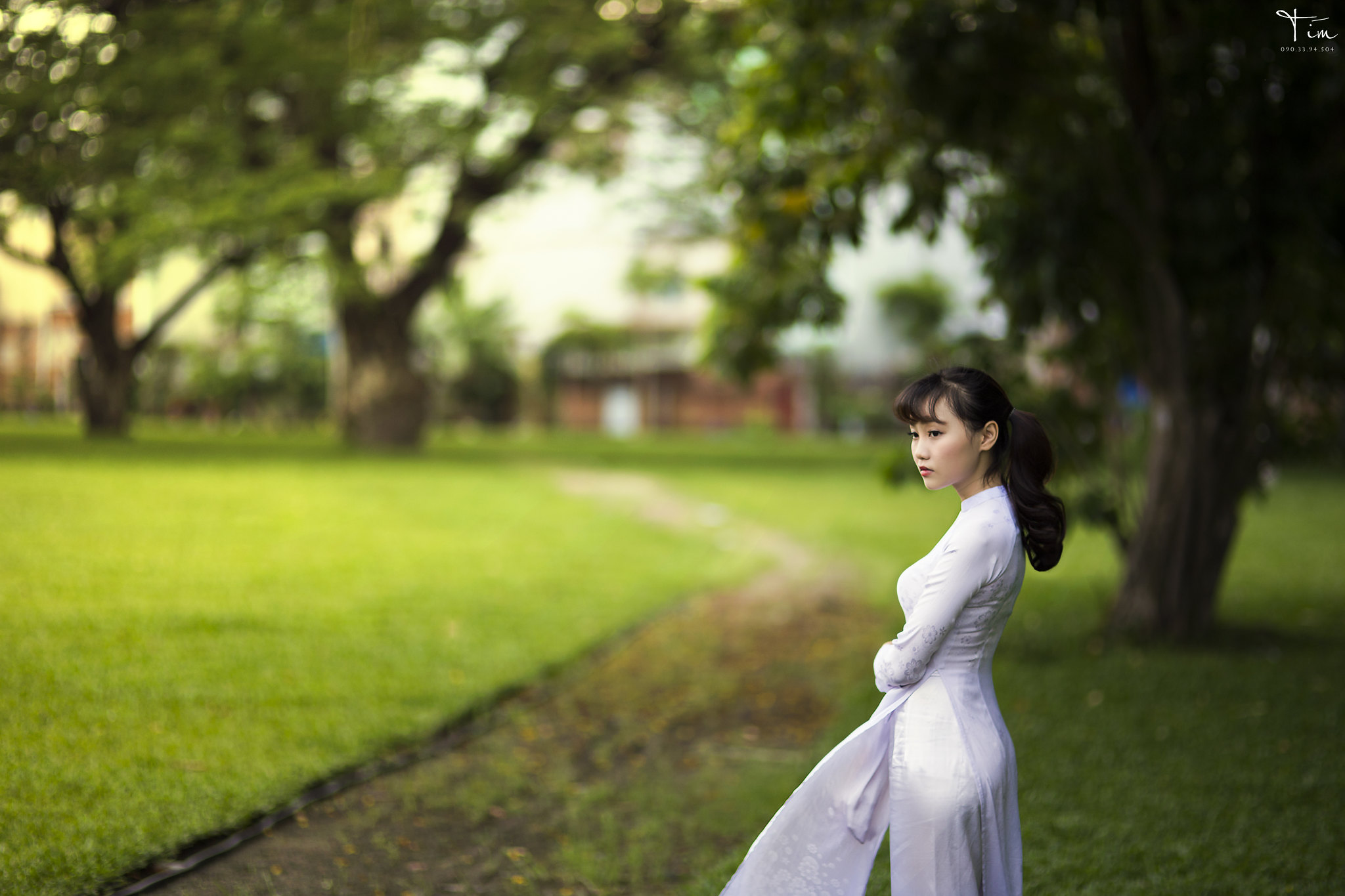 Áo dài trắng áo dài trắng e ấp [WU1ND3]