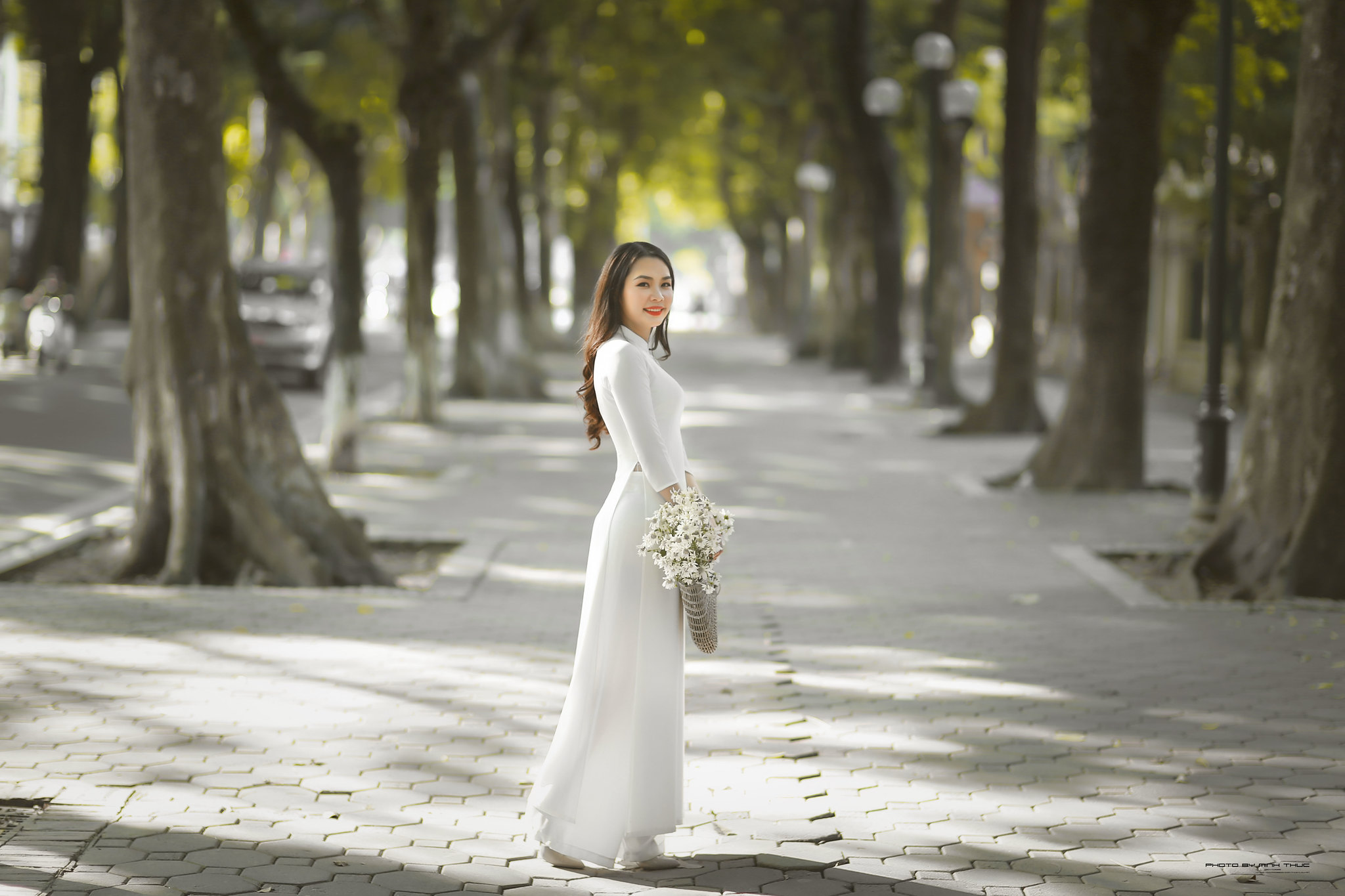 Áo dài trắng nữ tính áo dài trắng [DAIMGH]