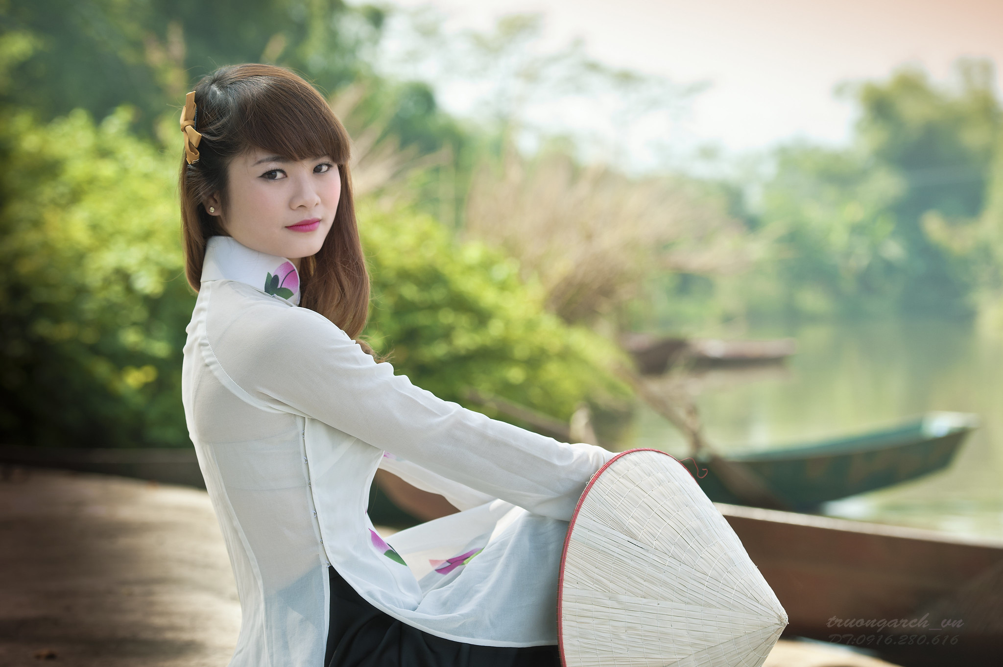 Áo dài trắng người đẹp áo dài trắng nền nã [OEES4X]