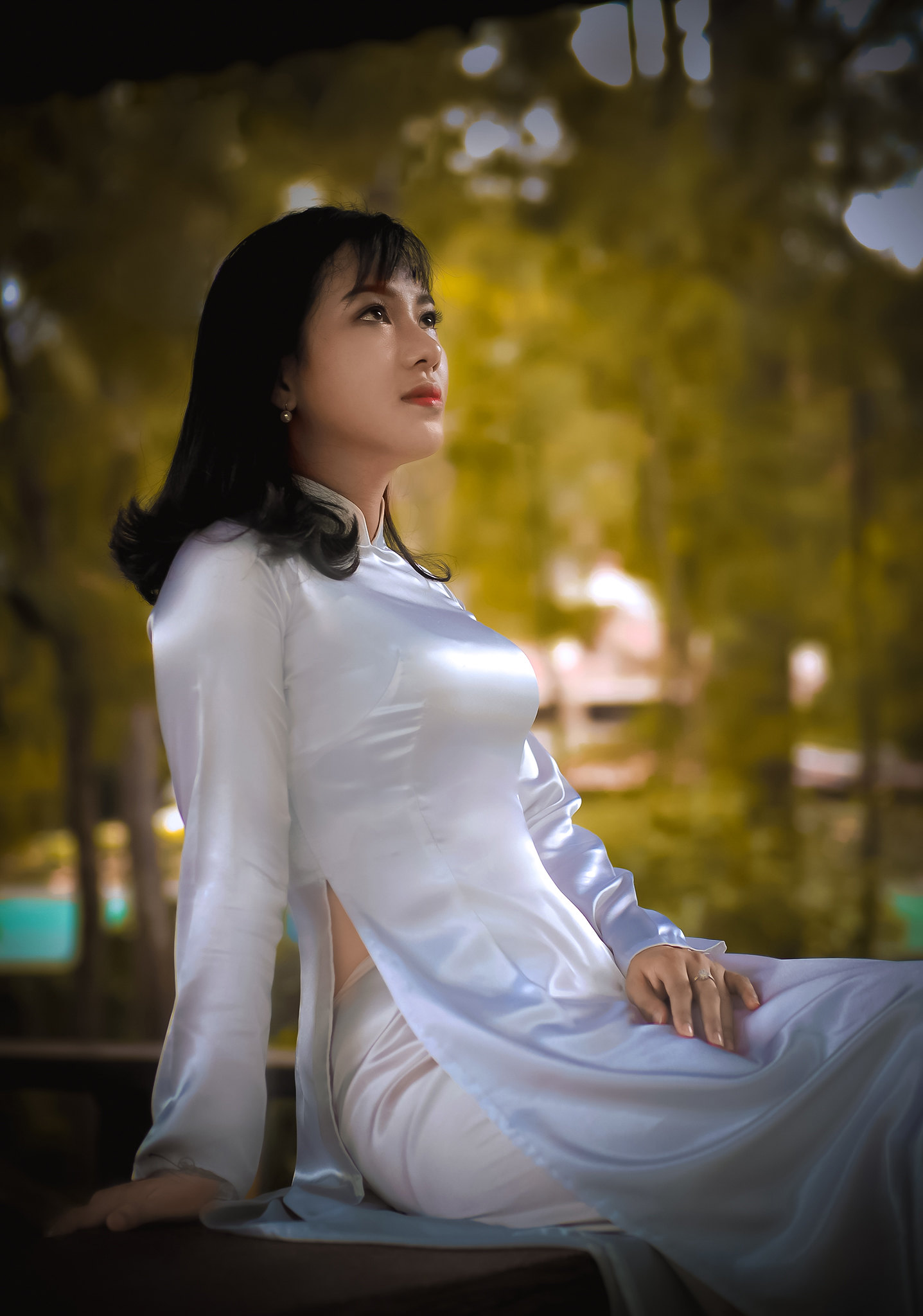 Áo dài trắng áo dài trắng thanh lịch [BZPP2U]