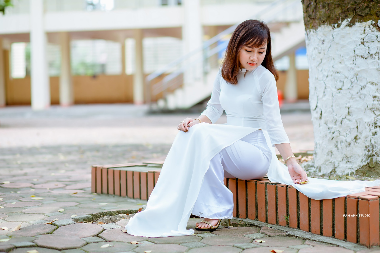 Kiêu sa áo dài trắng áo dài trắng [CIZIHB]