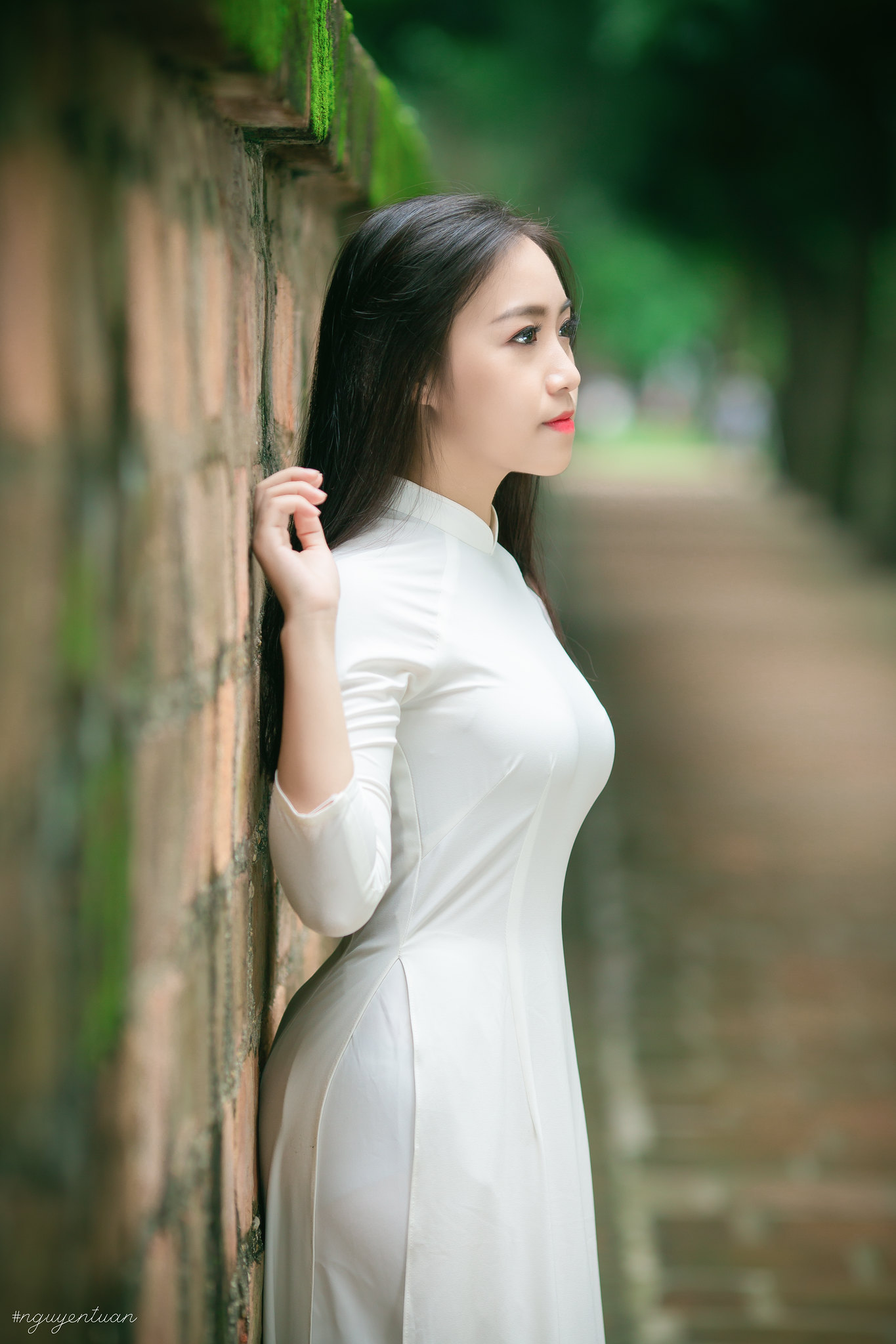 Áo dài trắng nữ tính tinh khôi [YN52NW]
