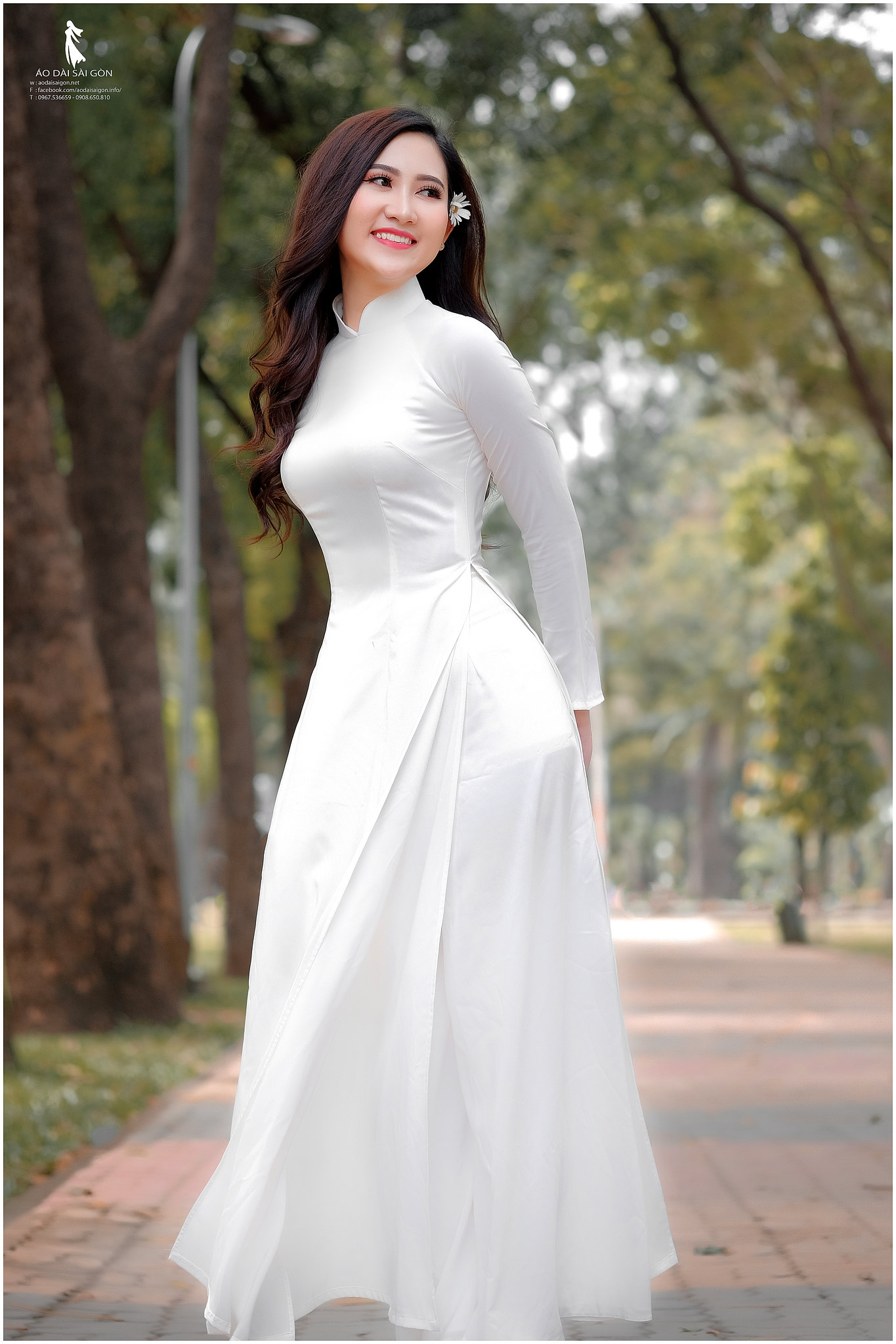 Áo dài trắng thướt tha áo dài trắng [HVACT6]