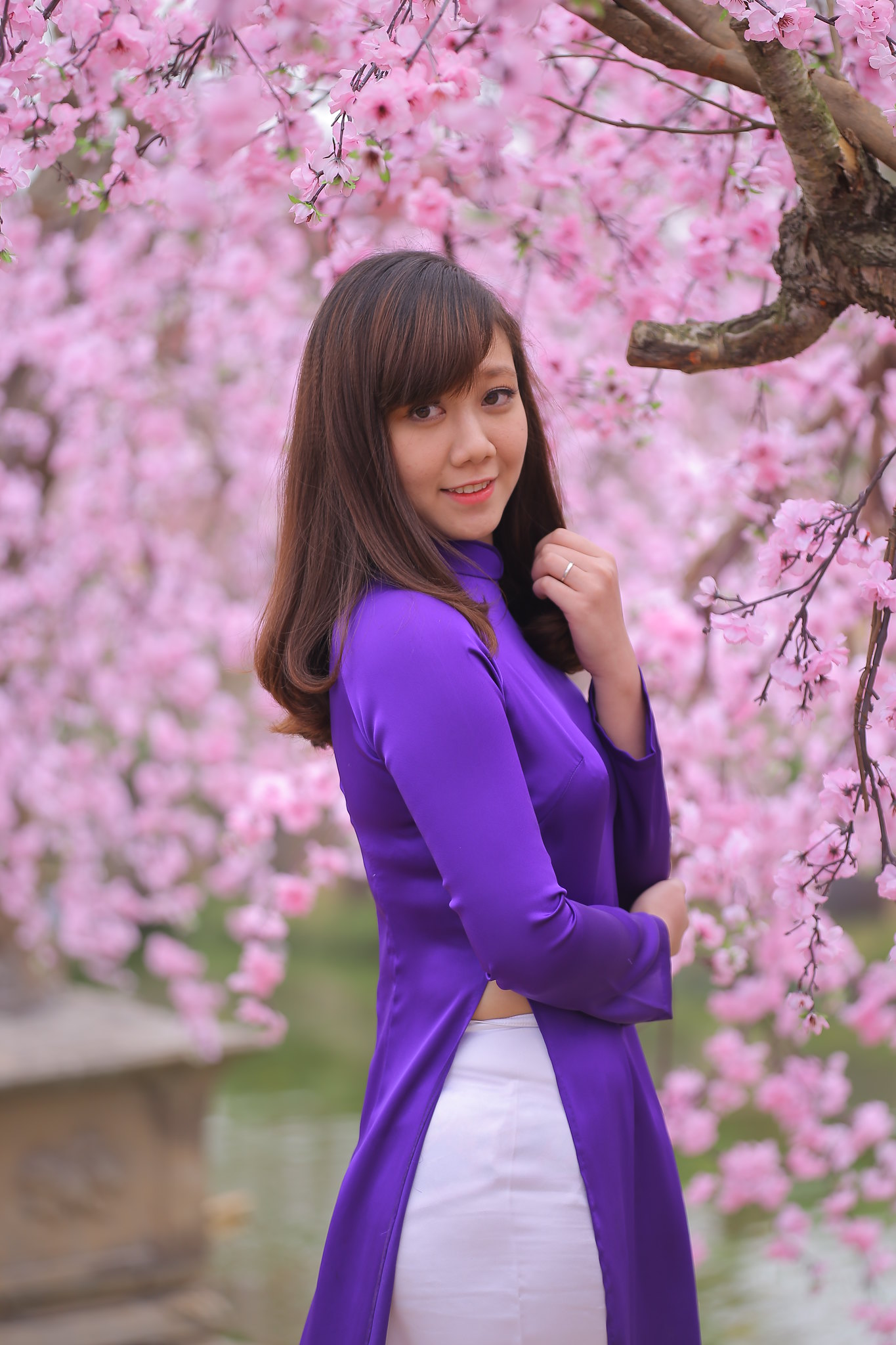 Áo dài tím tà áo dài áo dài tím thuần Việt [1MSGQX]