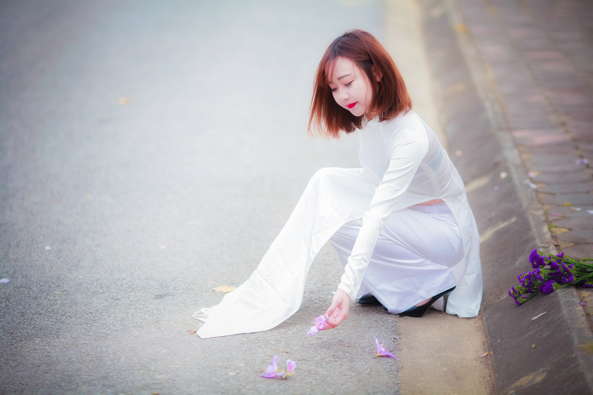 Áo dài trắng hài hòa áo dài trắng [RISGYU]