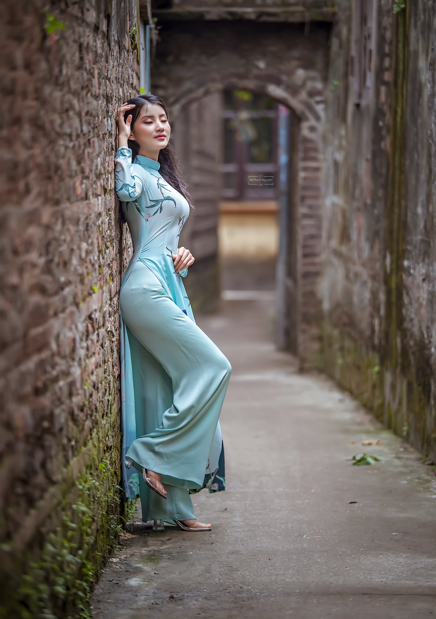 Áo dài xanh thanh xuân áo dài xanh [XW00SJ]