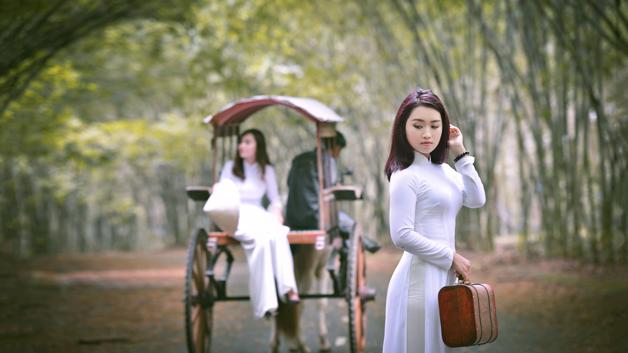 Áo dài trắng áo dài trắng nét Việt [FNNI1A]