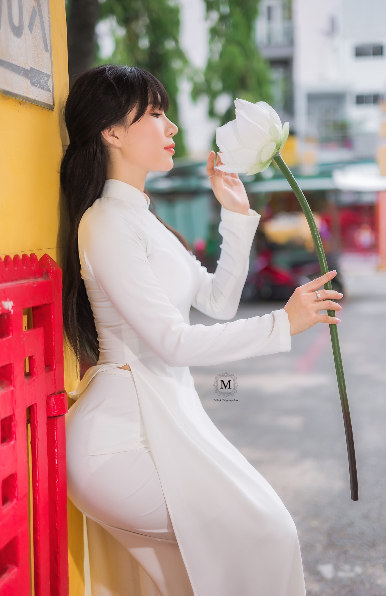 Hình ảnh áo dài trắng thuần Việt hoa [BTUXYE]