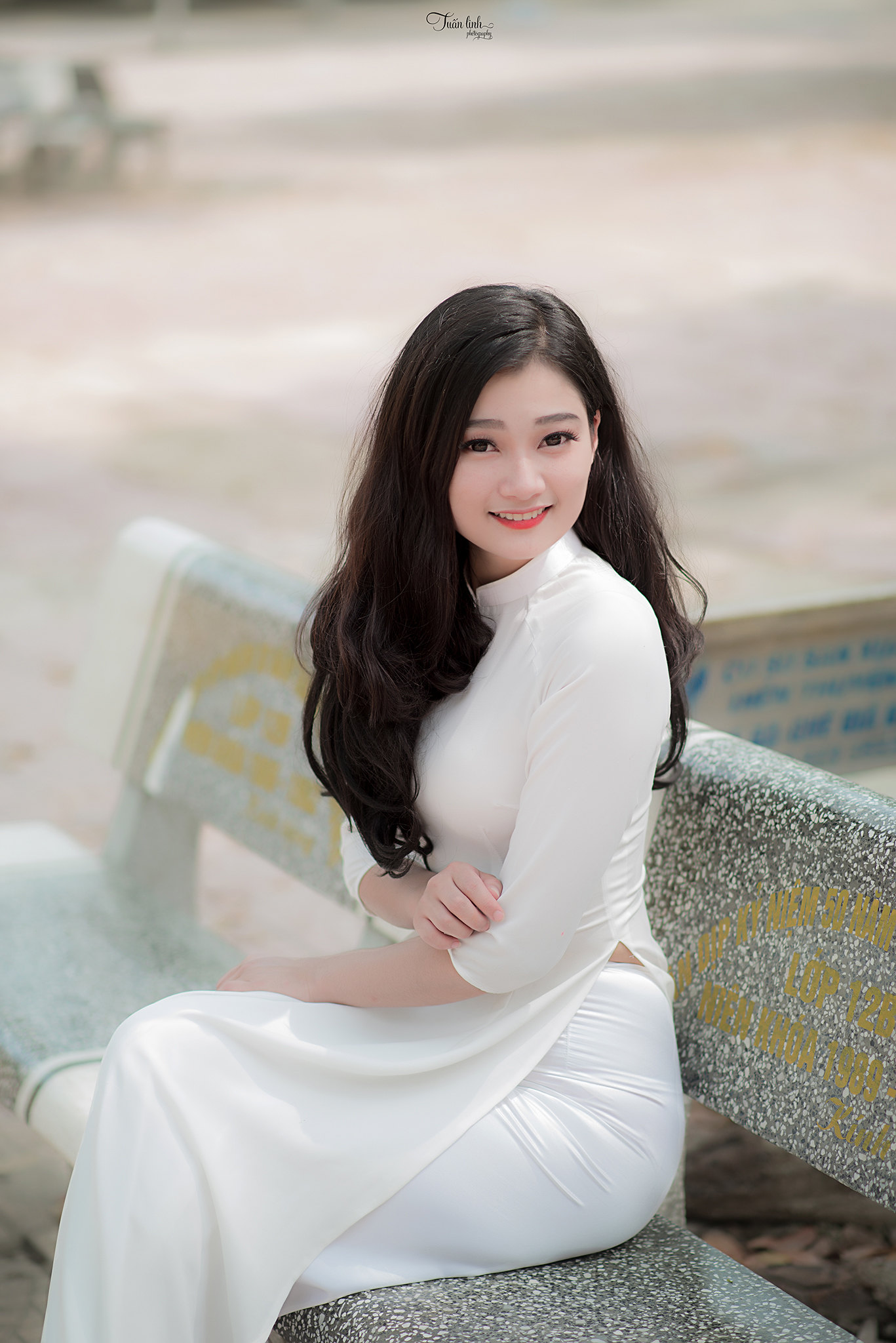 Dịu dàng áo dài trắng áo dài trắng [LYUJJ9]