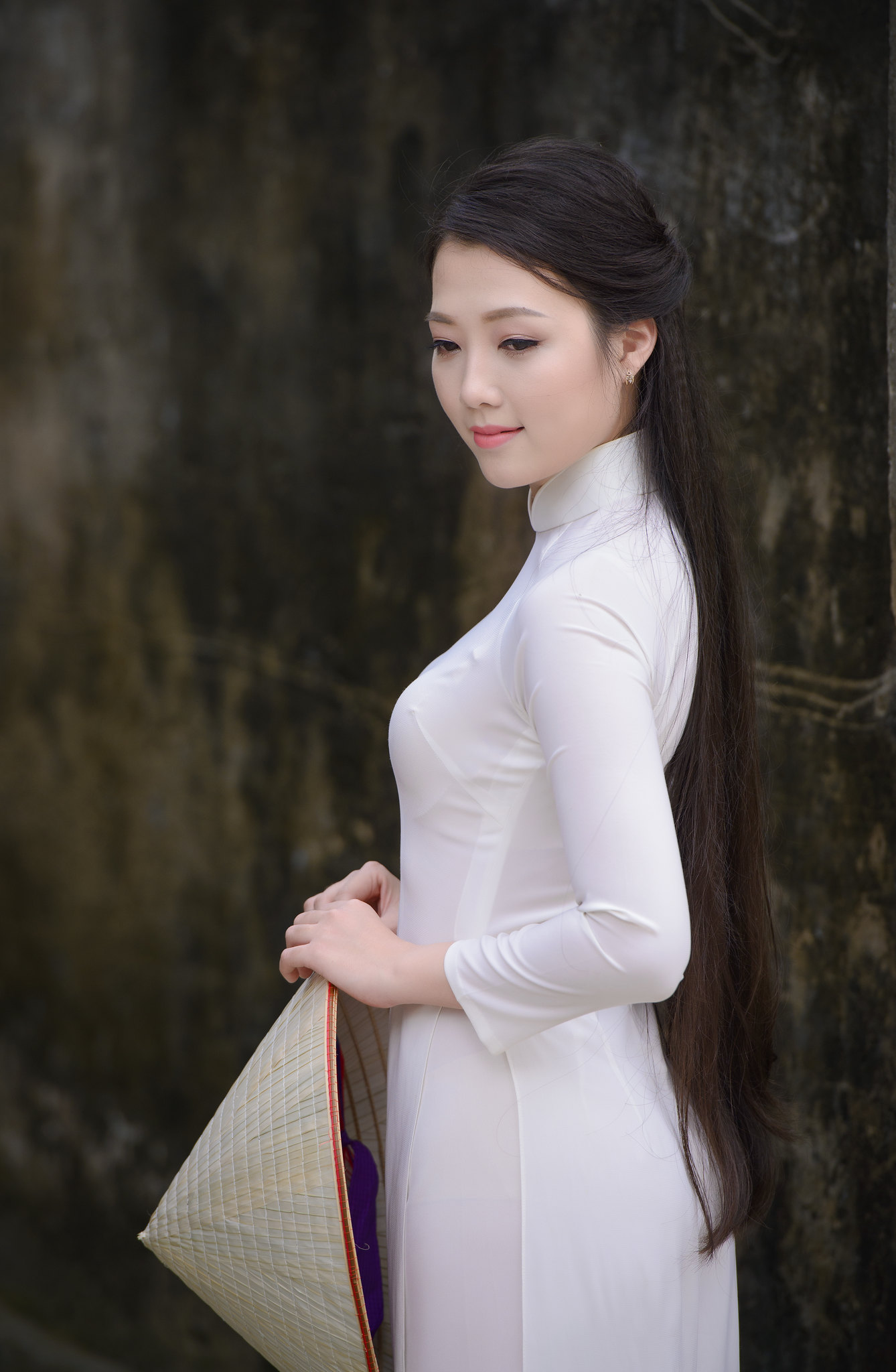 Áo dài trắng áo dài trắng thanh nhã [AXQ31D]