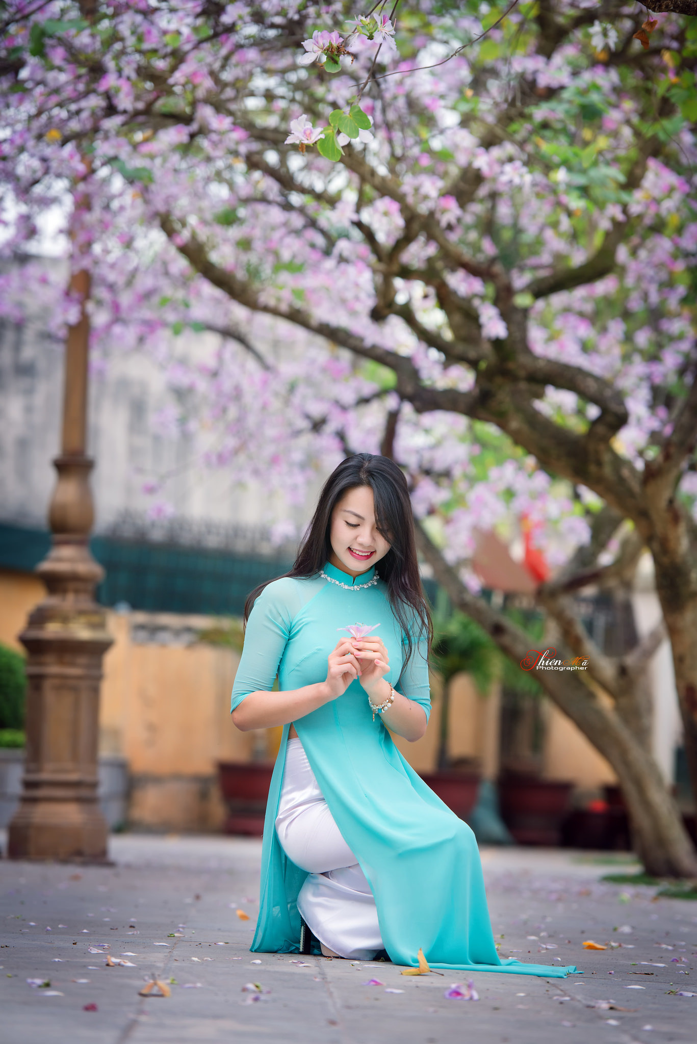 Áo dài xanh áo dài xanh thuần Việt [OAX9U2]
