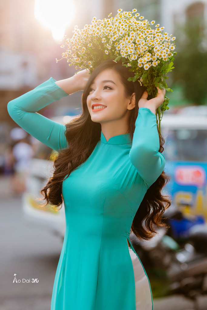 Áo dài xanh cổ điển [DQ9CLR]